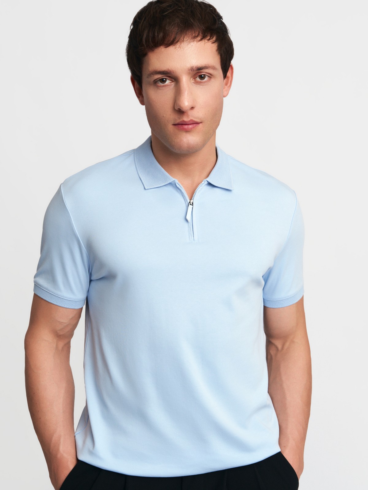 Футболка поло из хлопка на молнии