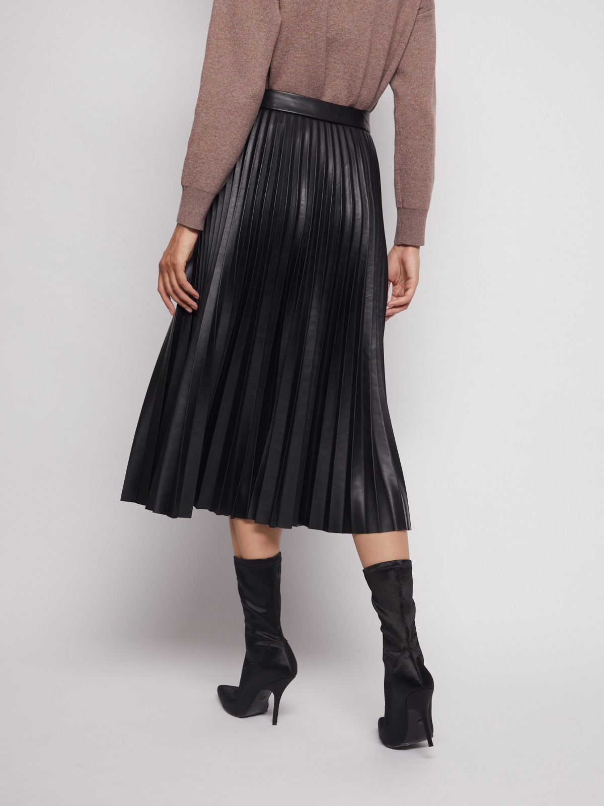 Плиссированная юбка из экокожи zolla 02134781Z021, цвет черный, размер XS - фото 6