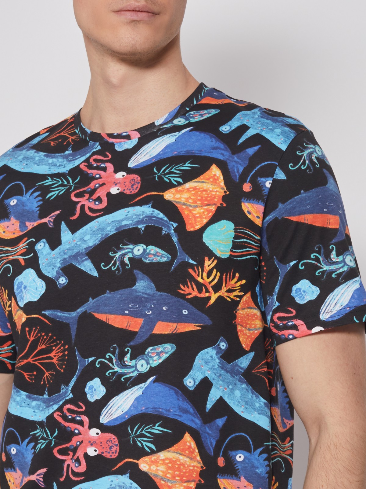 Принтованная футболка из хлопка с коротким рукавом