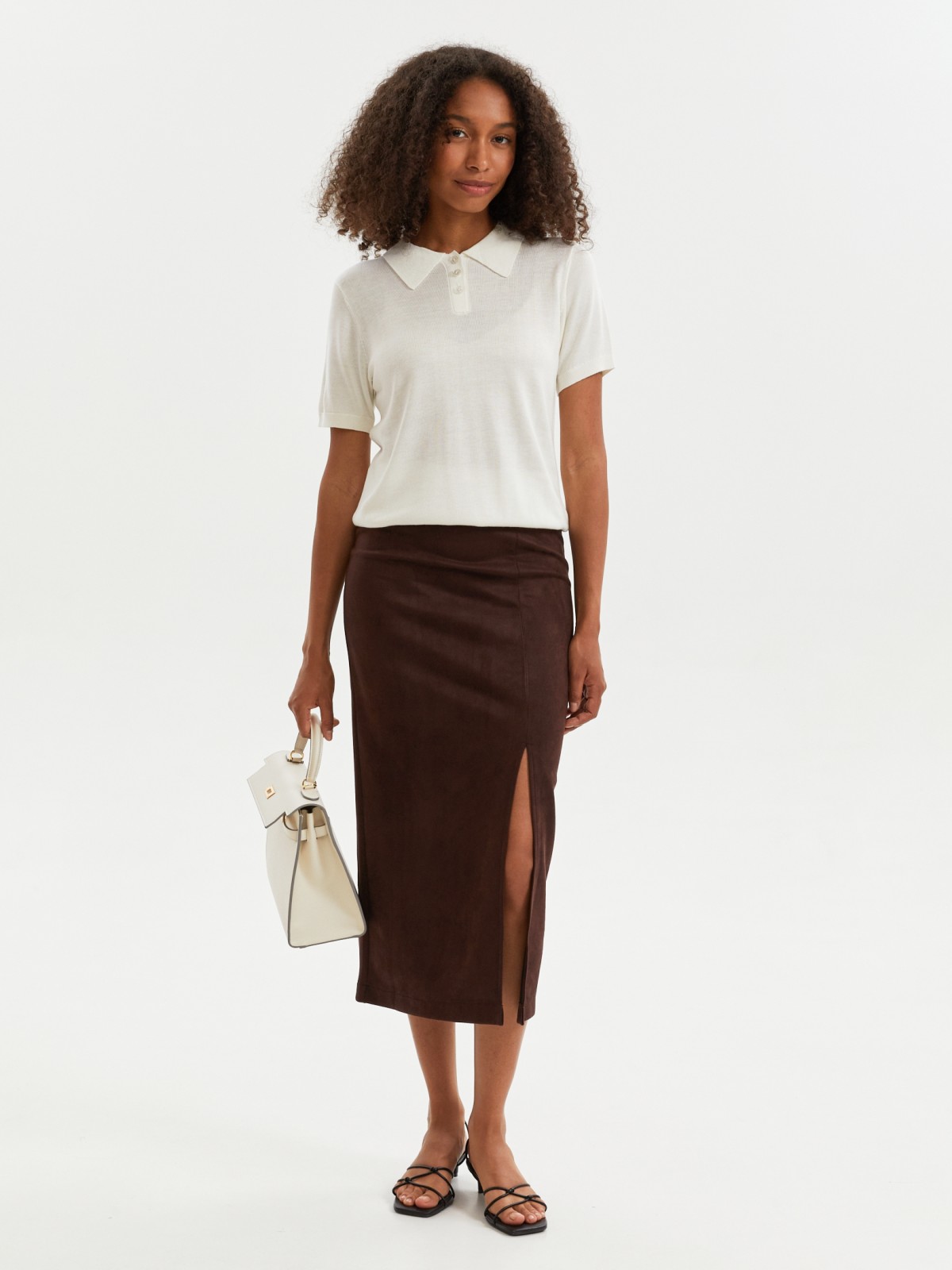 Вязаный джемпер с отложным воротником поло