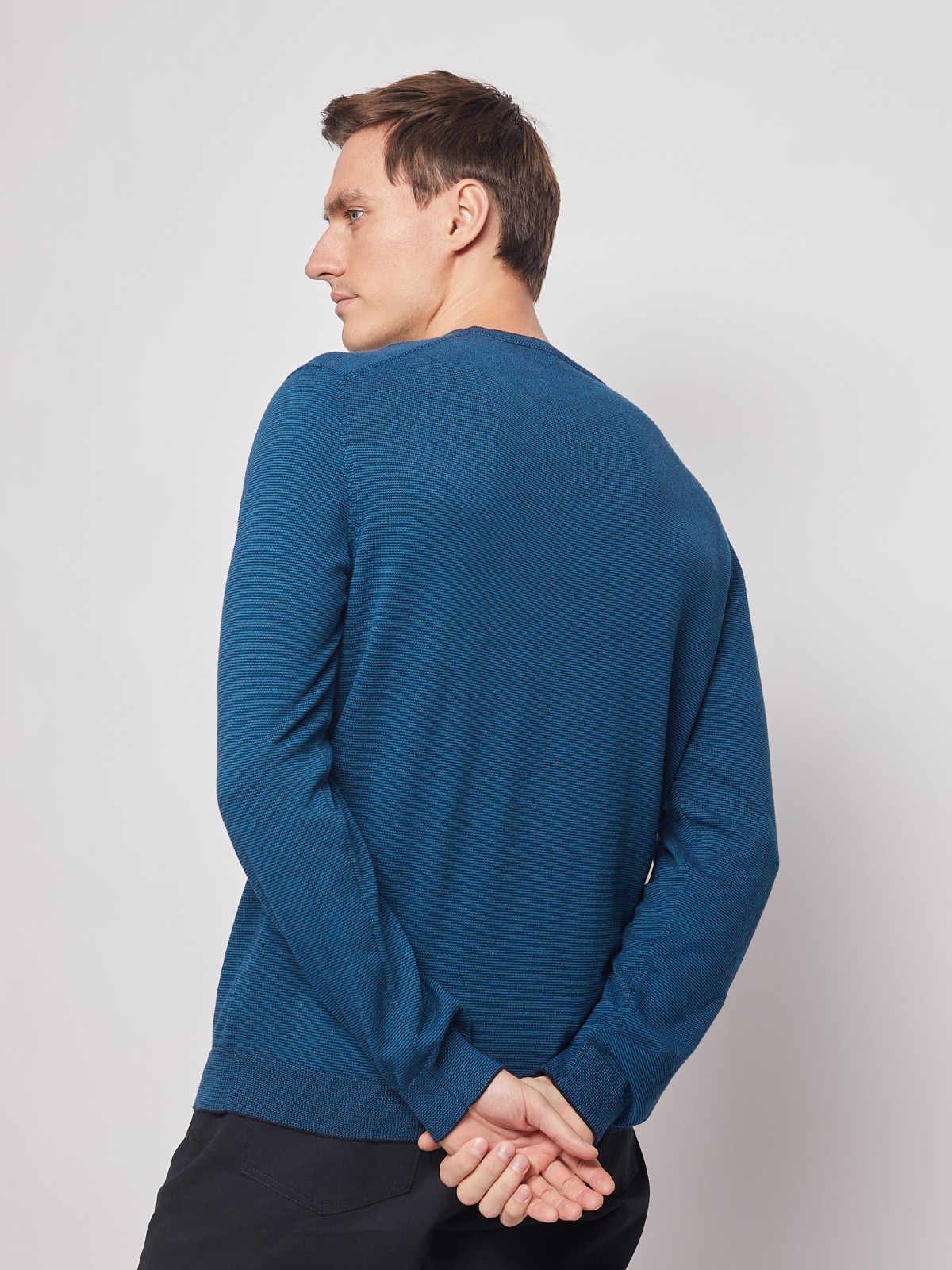 Пуловер с V-образным вырезом zolla 012116163162, цвет темно-бирюзовый, размер M - фото 5