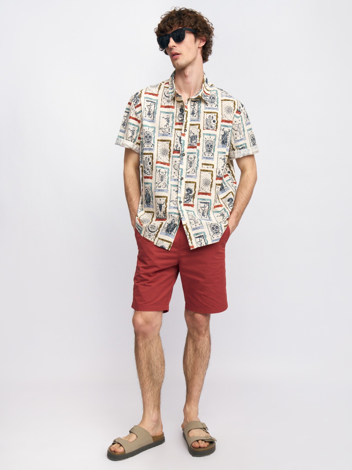 Удлинённые шорты на резинке из хлопка 1099₽