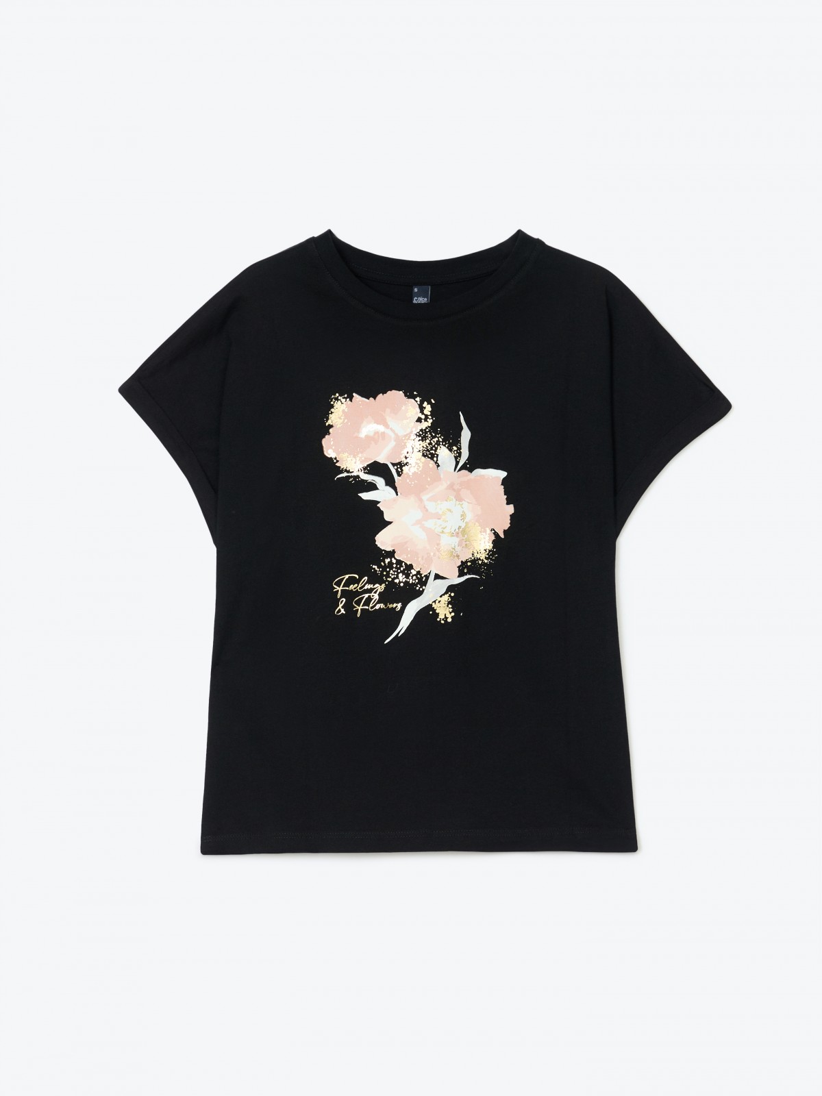 Футболка из хлопка с коротким рукавом и принтом