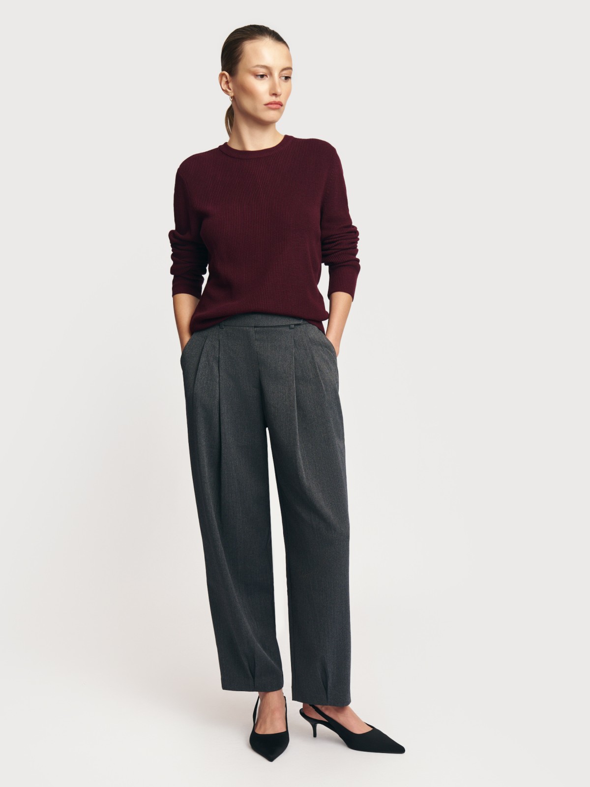 Вязаный джемпер из акрила с длинным рукавом