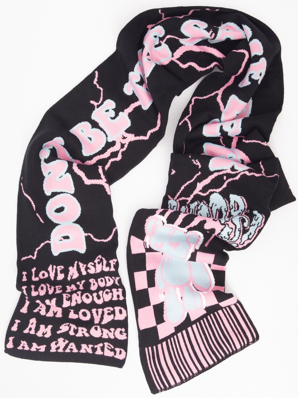 Вязаный трикотажный шарф с надписями zolla 02342914G025, цвет мультицвет, размер No_size - фото 5