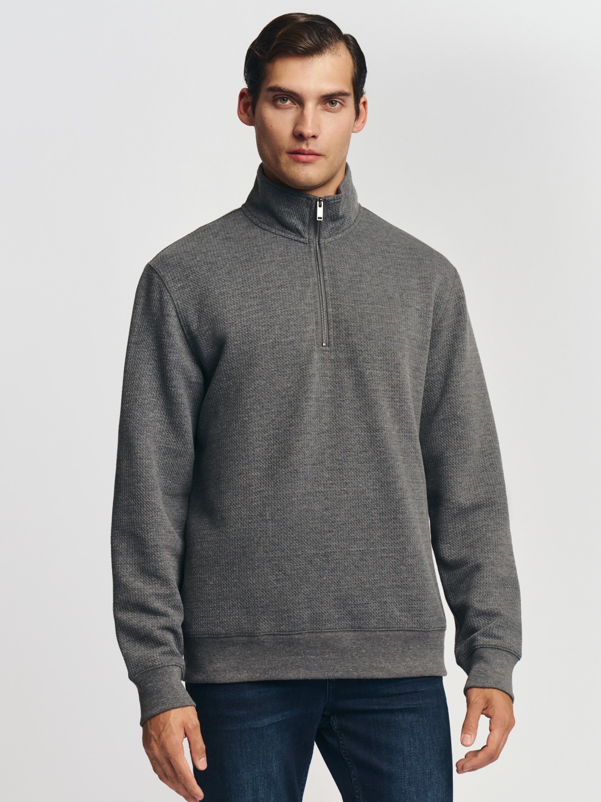 Прямой трикотажный свитшот на молнии