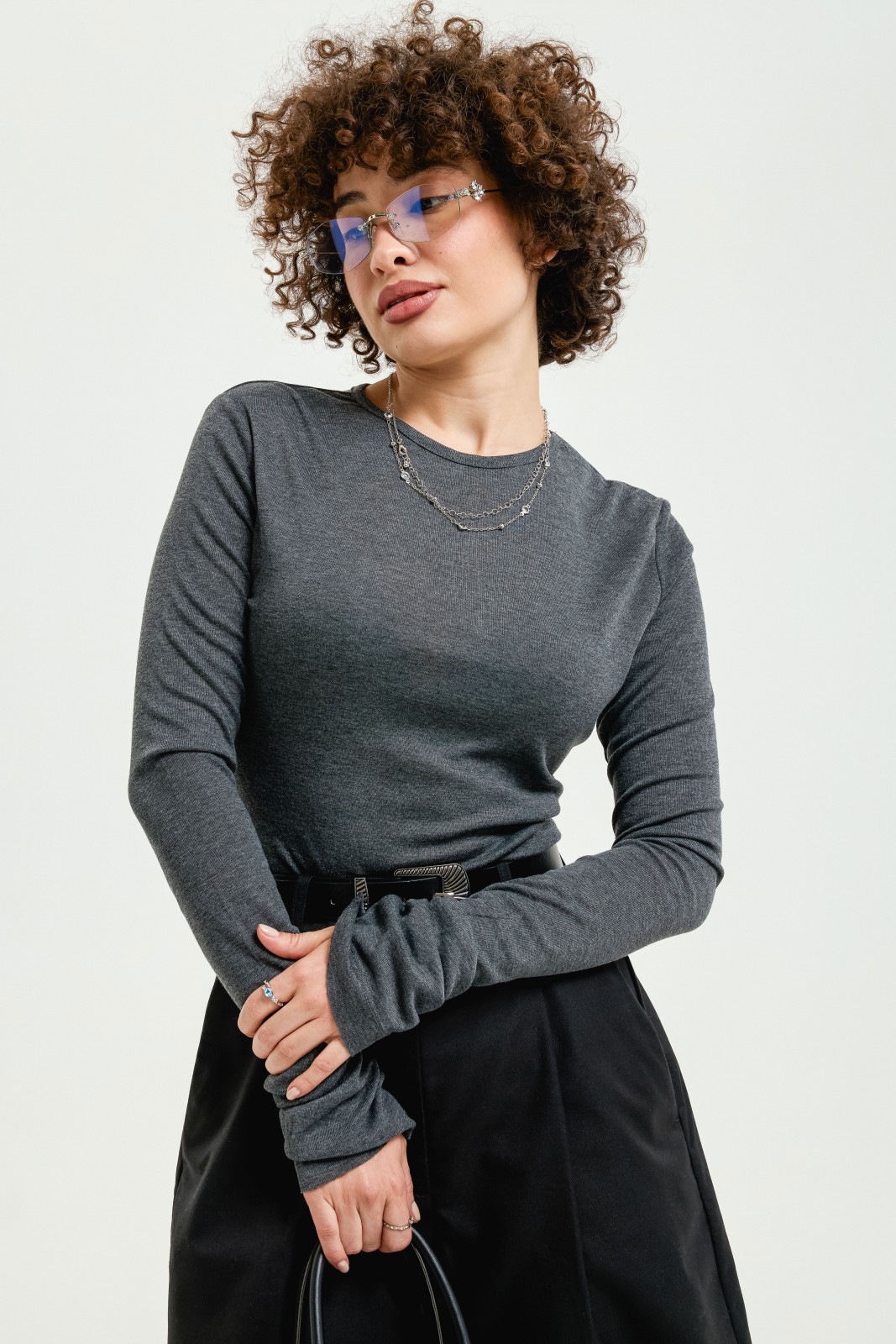 Однотонный трикотажный лонгслив