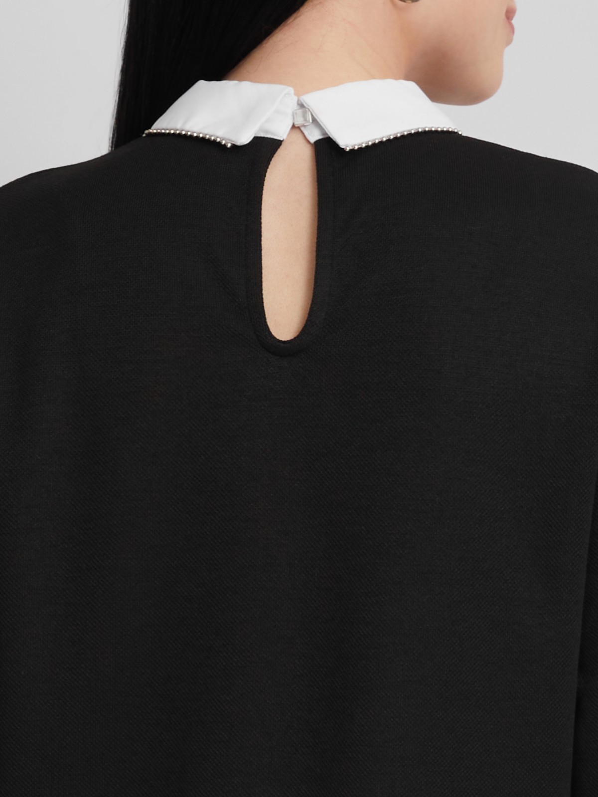 Комбинированный джемпер с блузкой zolla 023313713053, цвет черный, размер M - фото 4