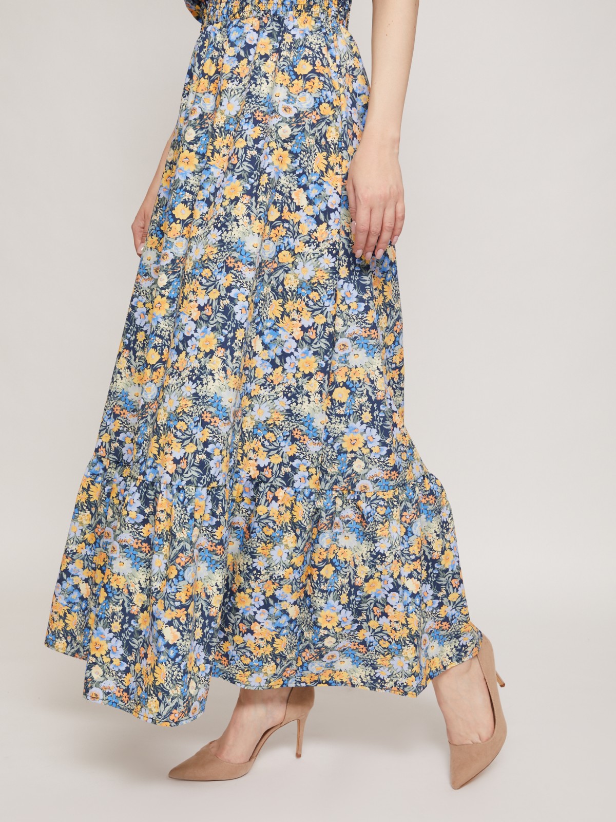 Платье макси с цветочным принтом zolla 021248262321, размер XS - фото 2