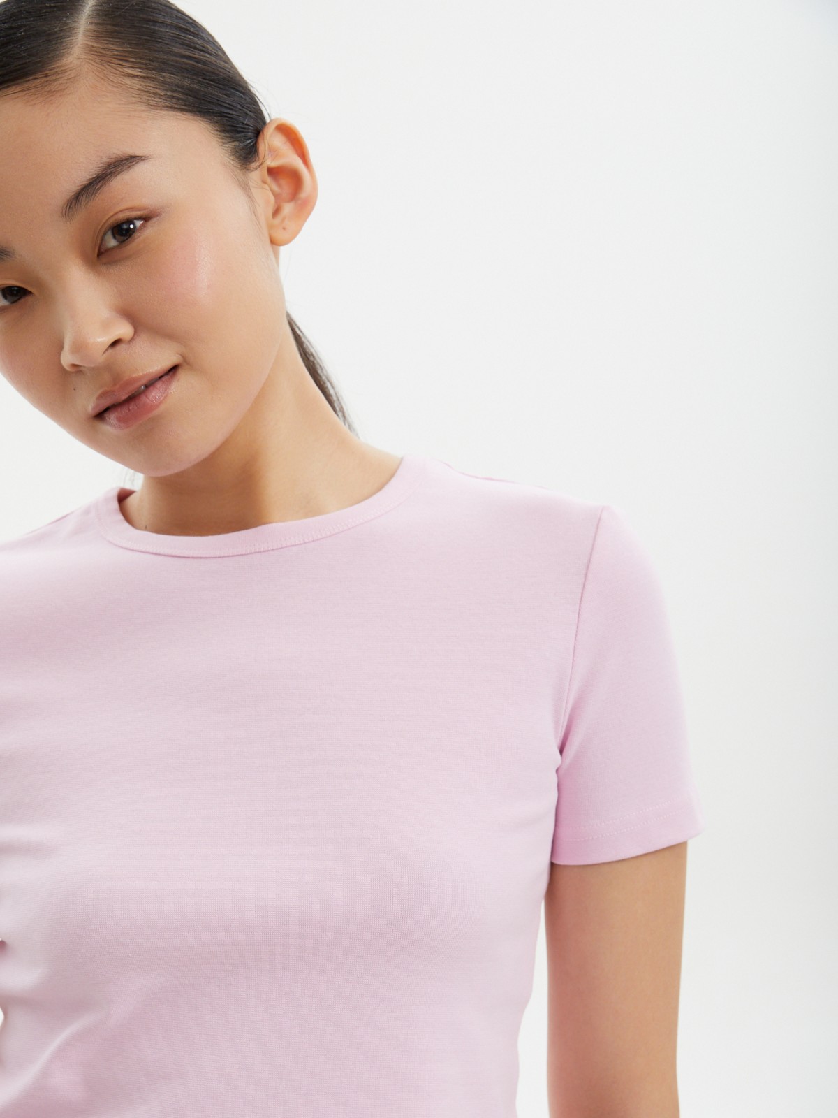 Кроп топ из хлопка с коротким рукавом