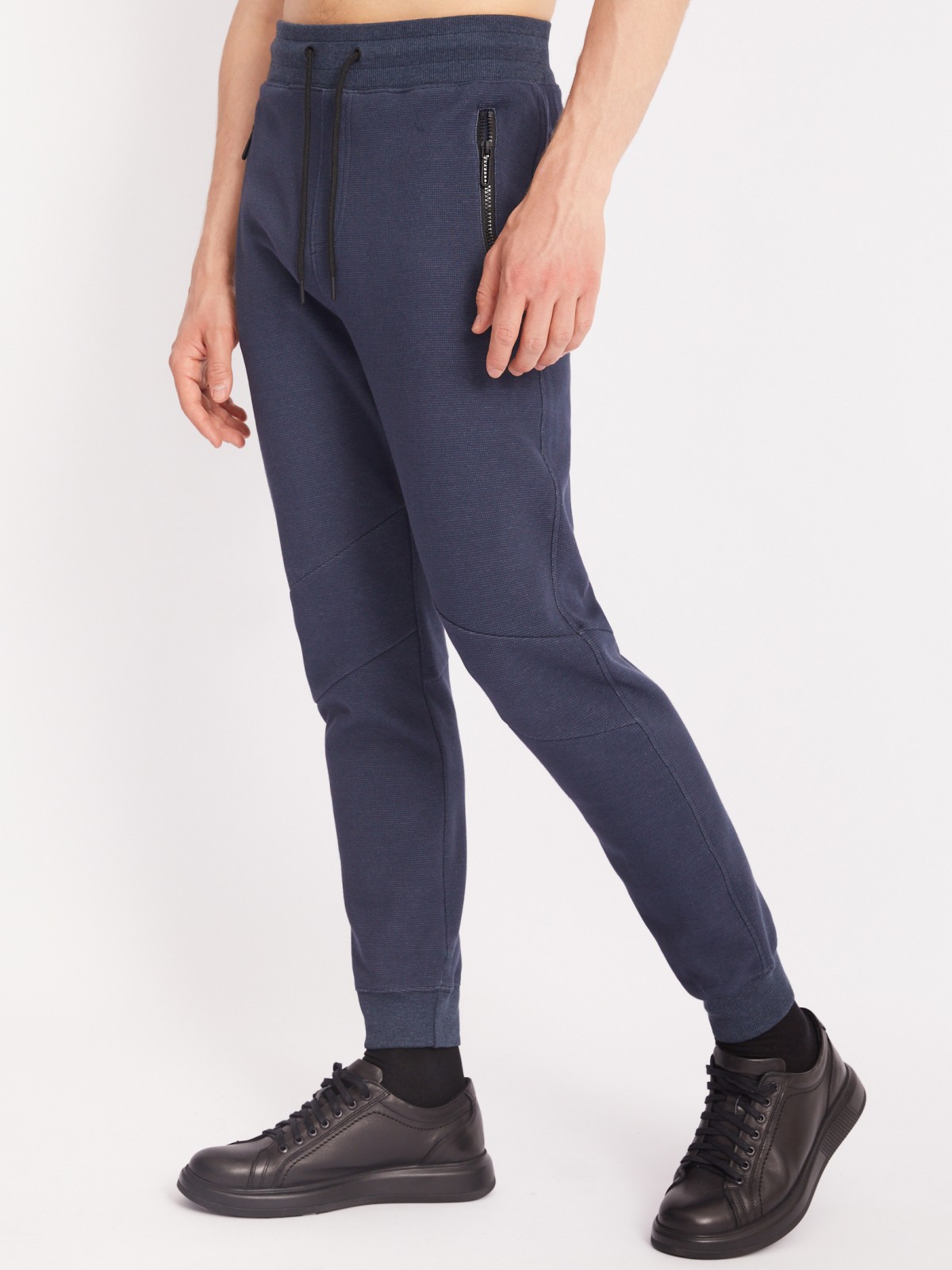 Трикотажные брюки-джоггеры в спортивном стиле zolla 213317679023, цвет синий, размер S - фото 3