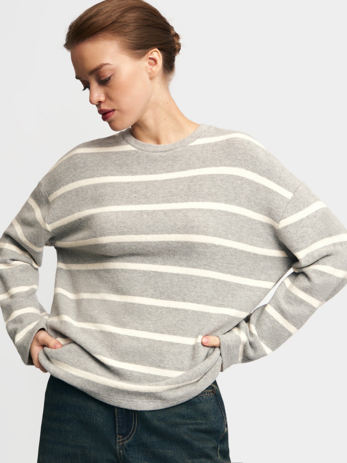 Джемпер из вязаного трикотажа в полоску