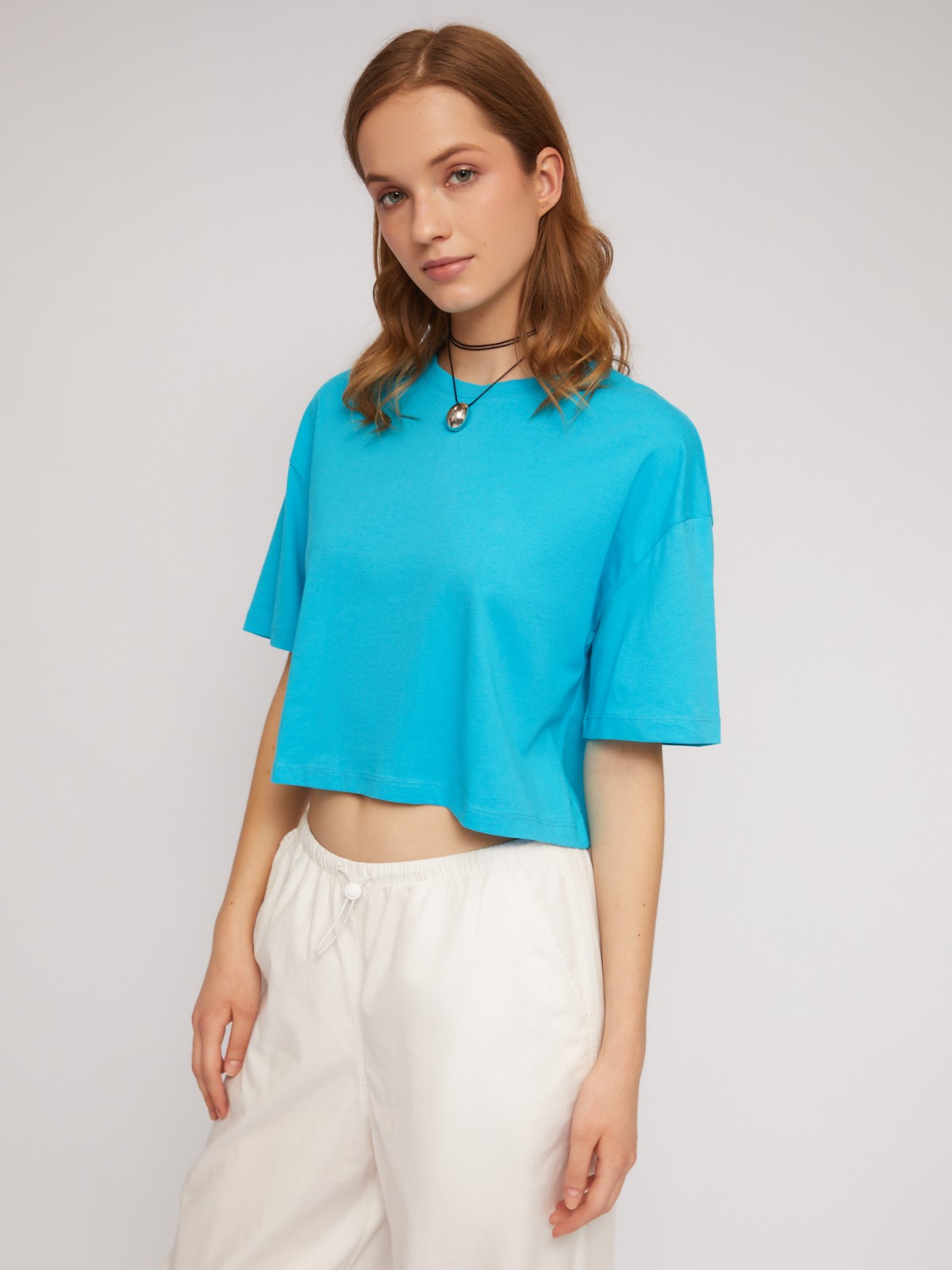 Трикотажный короткий топ-футболка из хлопка