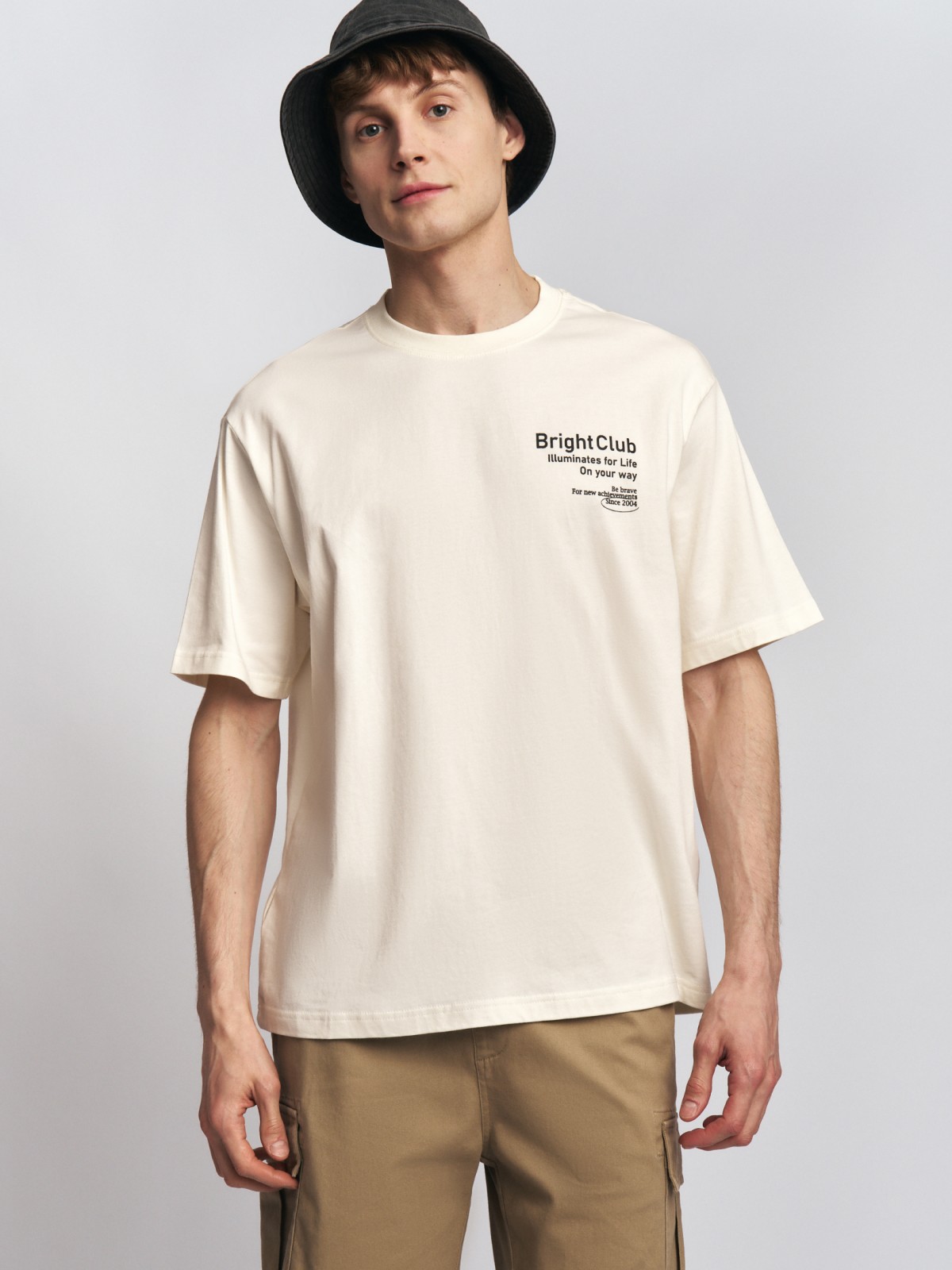 Футболка оверсайз из хлопка с принтом-надписью