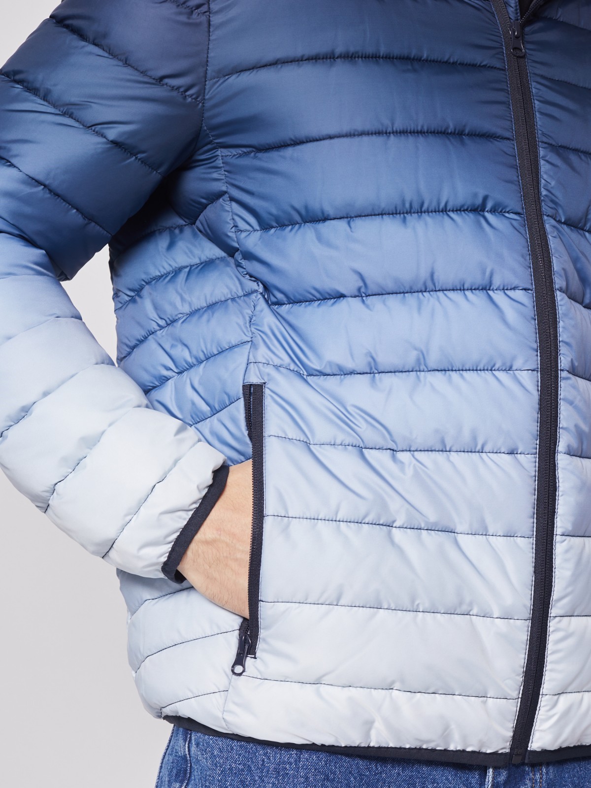 Утеплённая куртка с капюшоном zolla 012125102104, цвет голубой, размер M - фото 3