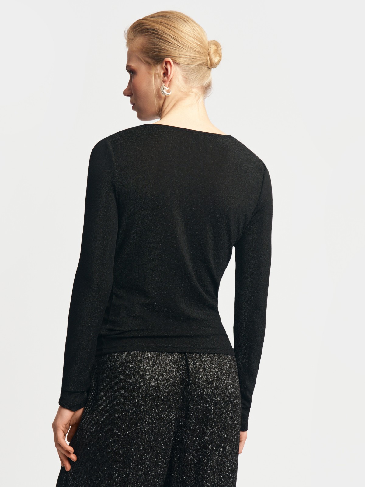 Трикотажный топ-лонгслив с люрексом