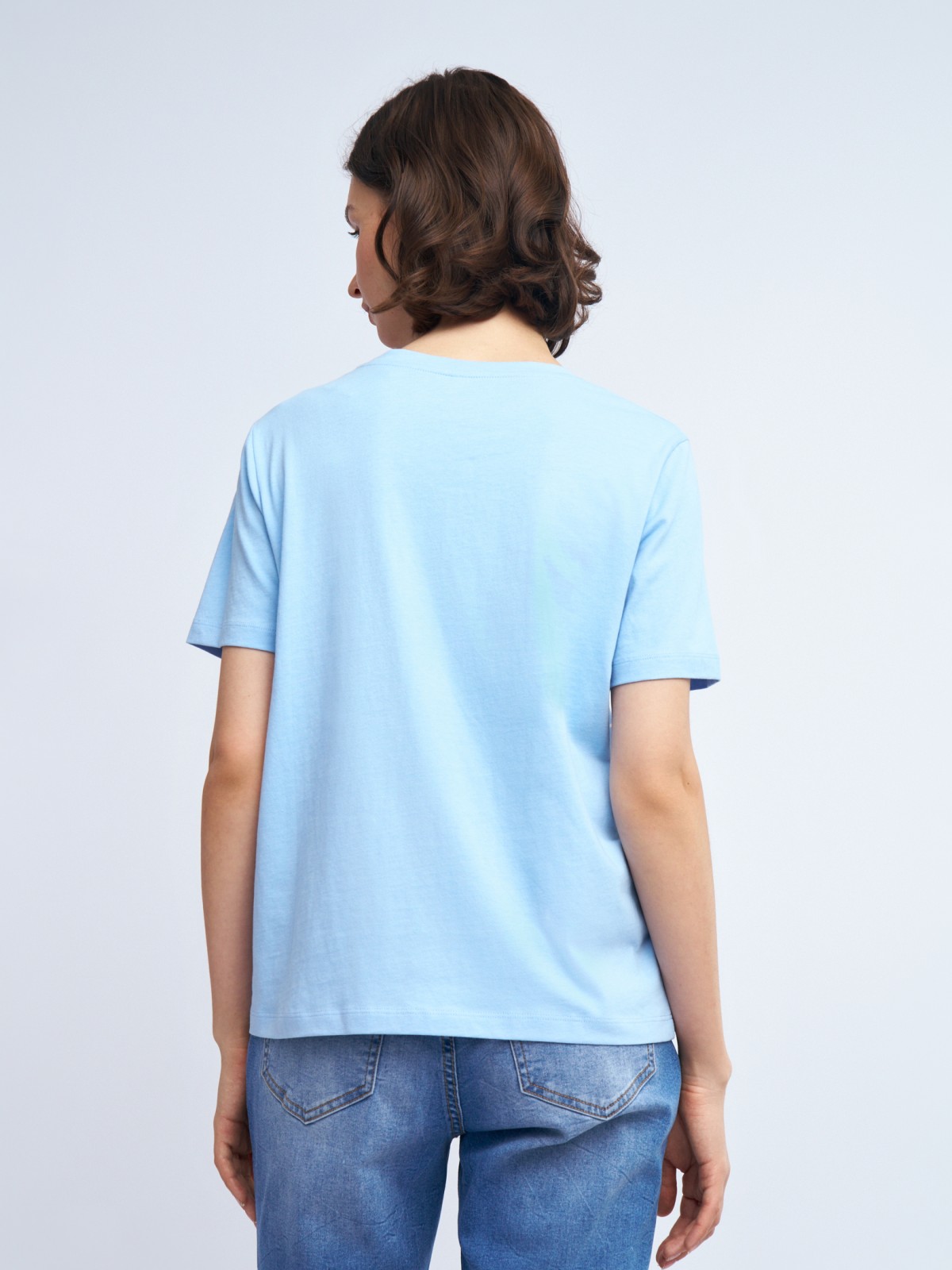 Футболка из хлопка в полоску с металлическим декором