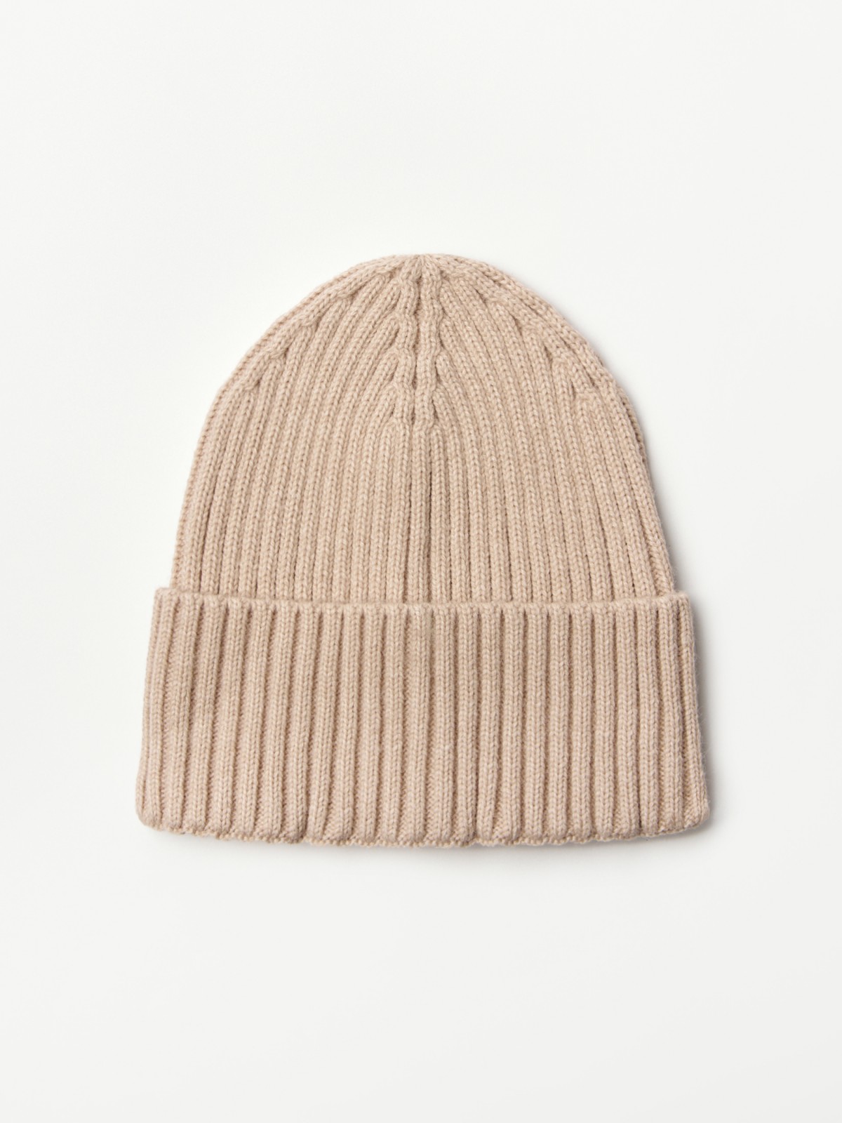 Вязаная шапка-бини с отворотом 499₽