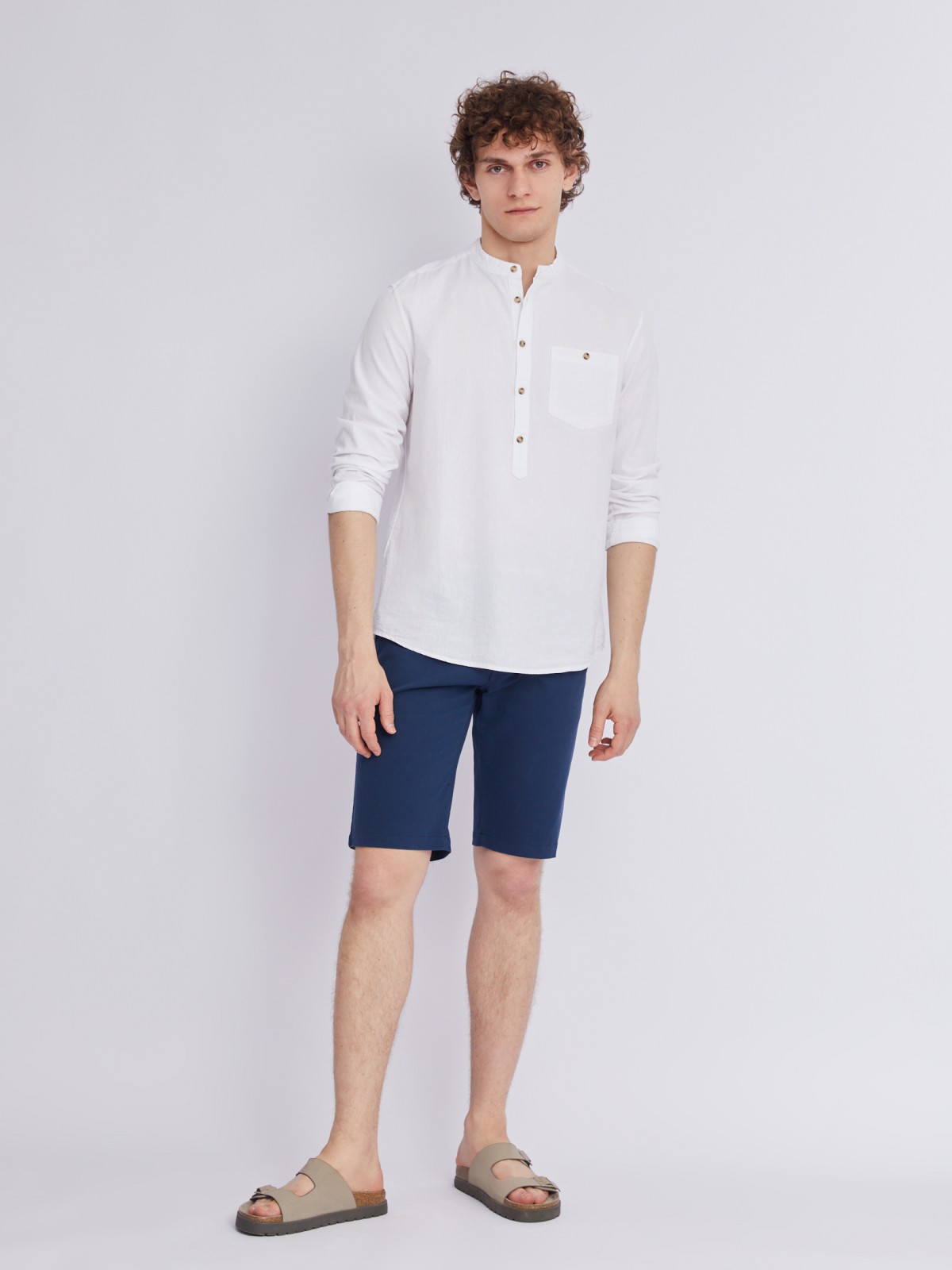 Удлинённые шорты из хлопка с ремнём