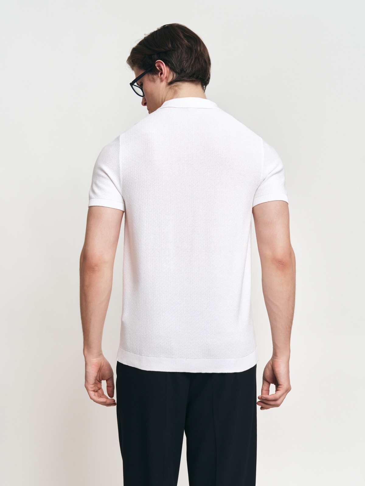 Трикотажный джемпер поло из хлопка с коротким рукавом