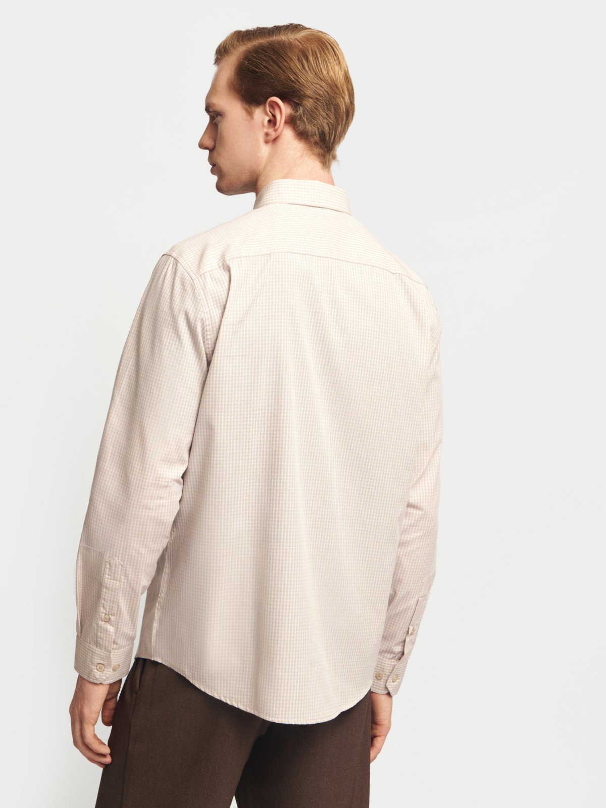 Офисная рубашка прямого силуэта с узором в клетку