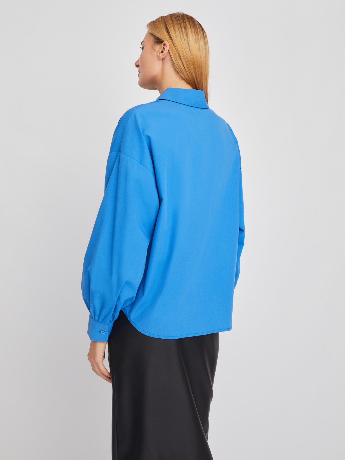 Рубашка оверсайз силуэта с объёмным рукавом zolla 02411117Y413, цвет голубой, размер XXS - фото 5