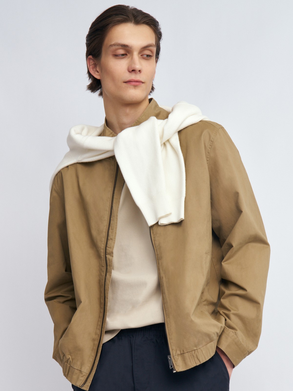 Куртка-бомбер из хлопка с воротником-стойкой