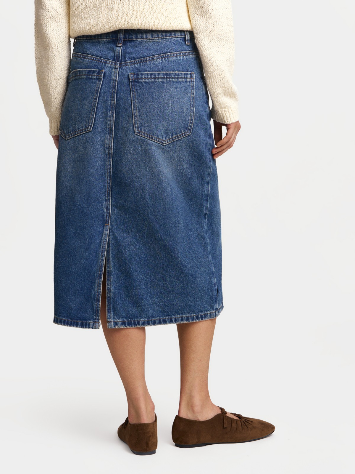 Джинсовая юбка миди