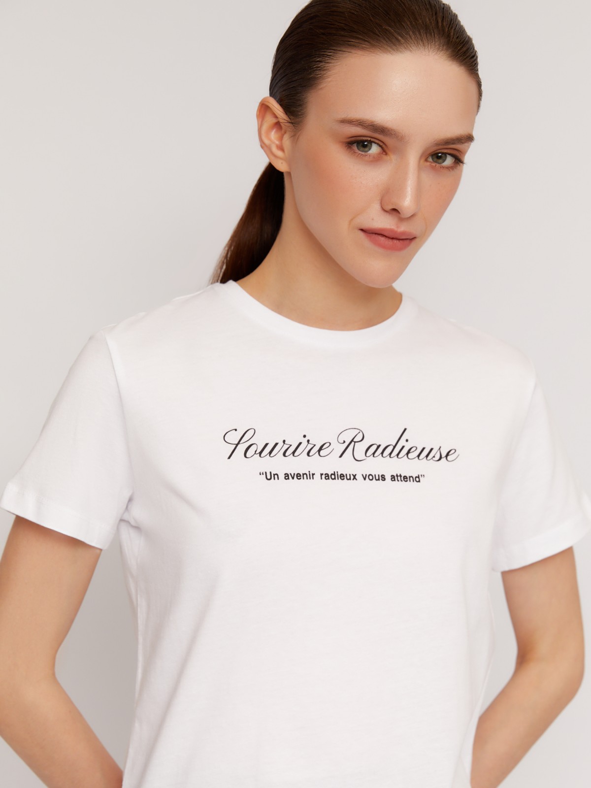 Футболка из хлопка с коротким рукавом и надписью