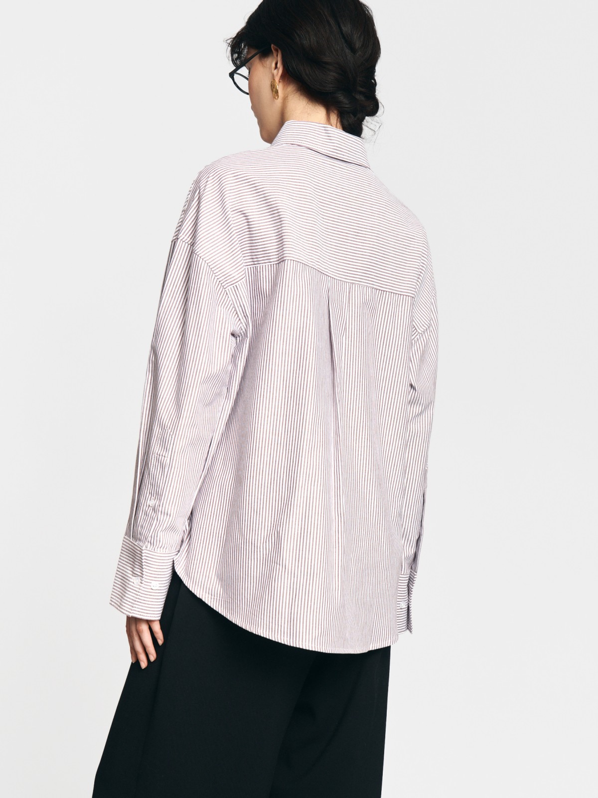 Рубашка из хлопка в полоску с длинным рукавом