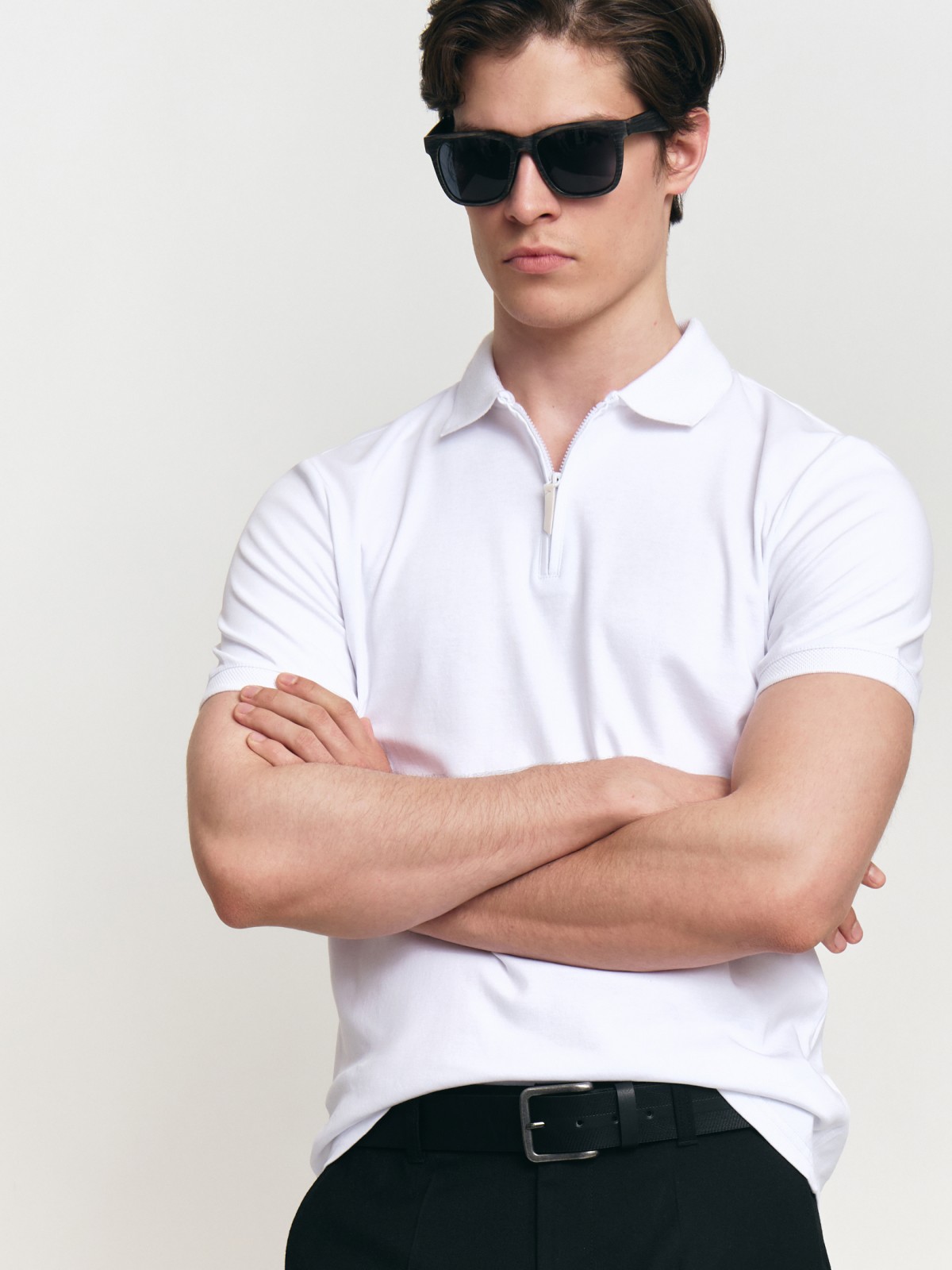 Футболка поло из хлопка на молнии