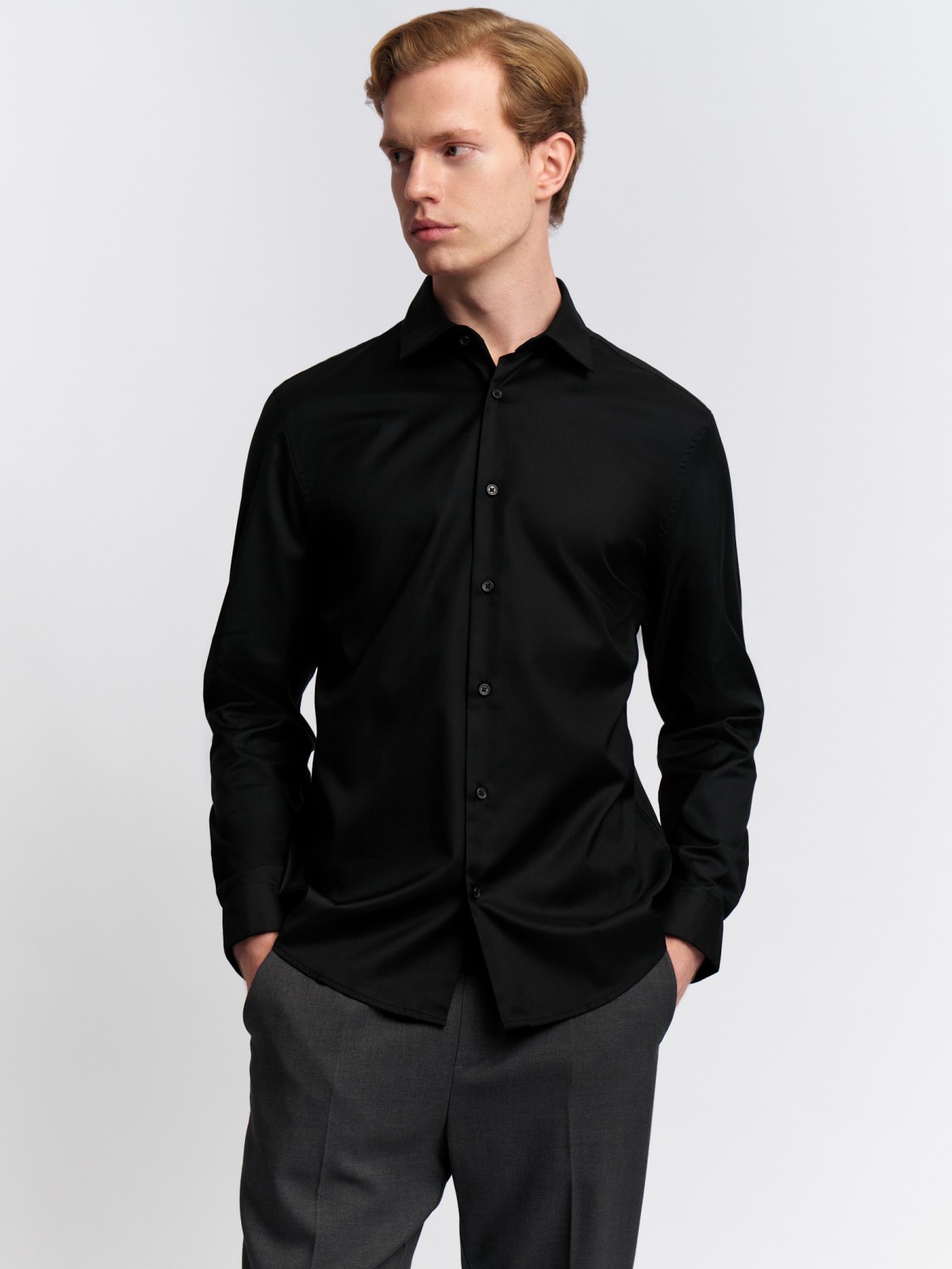 Офисная рубашка с длинным рукавом