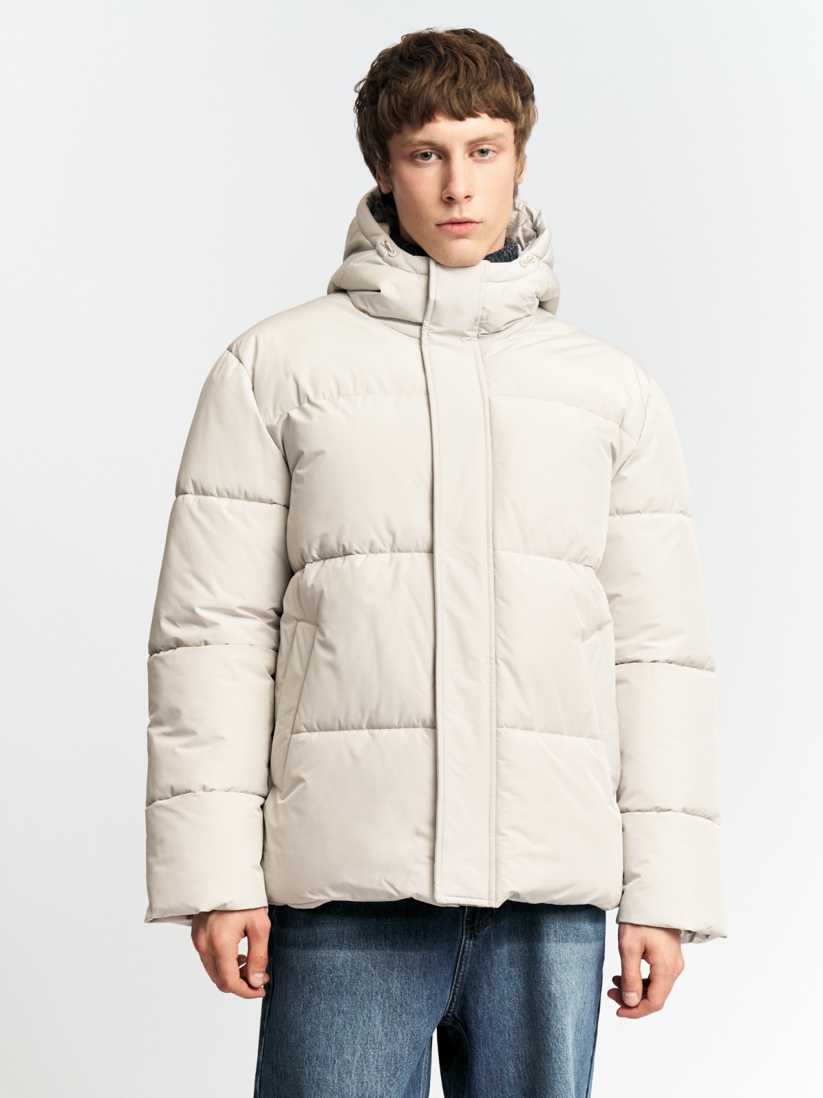 Тёплая стёганая куртка с капюшоном