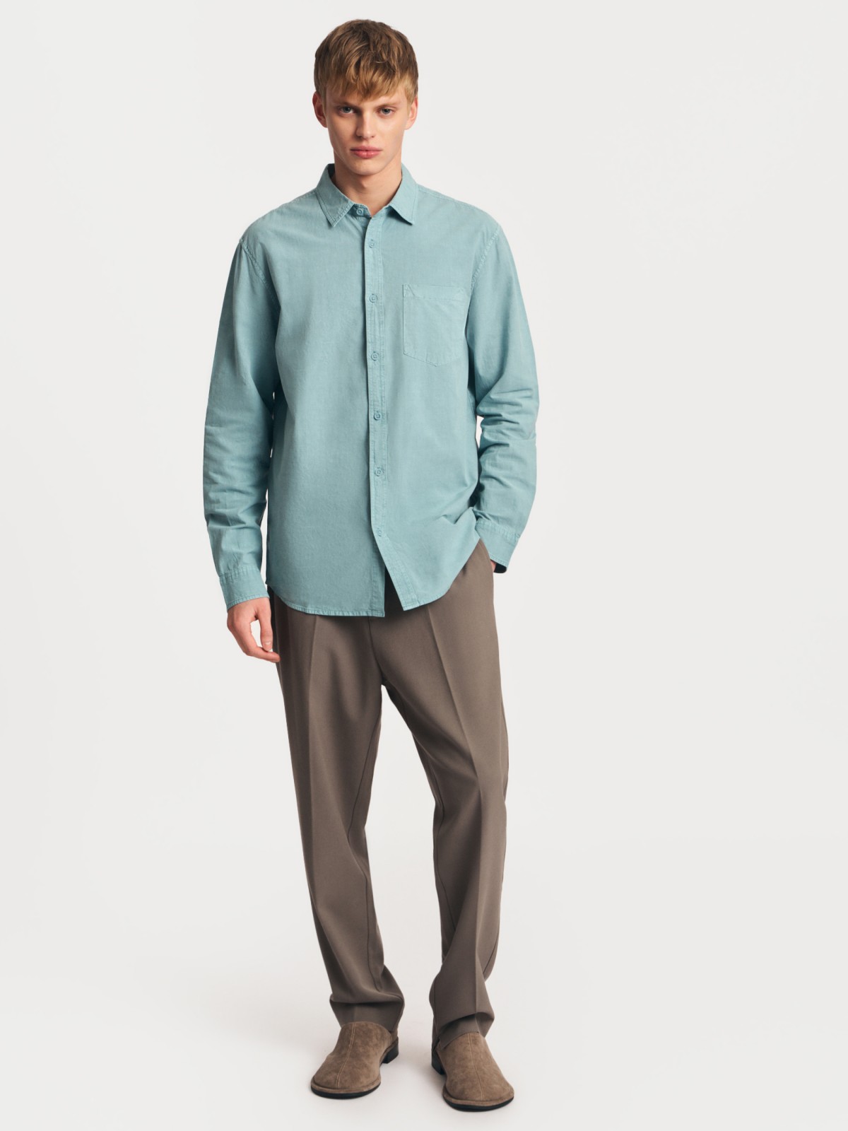 Льняная рубашка из хлопка