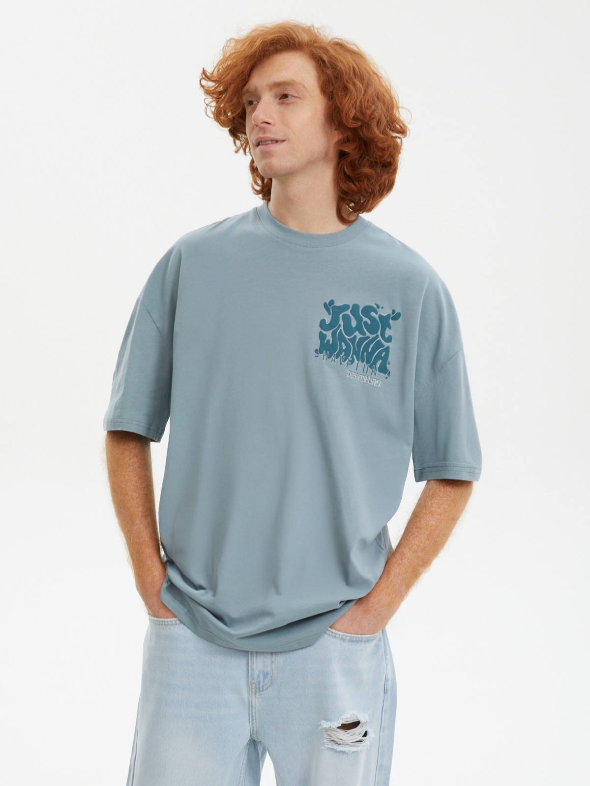 Футболка оверсайз из хлопка с надписью