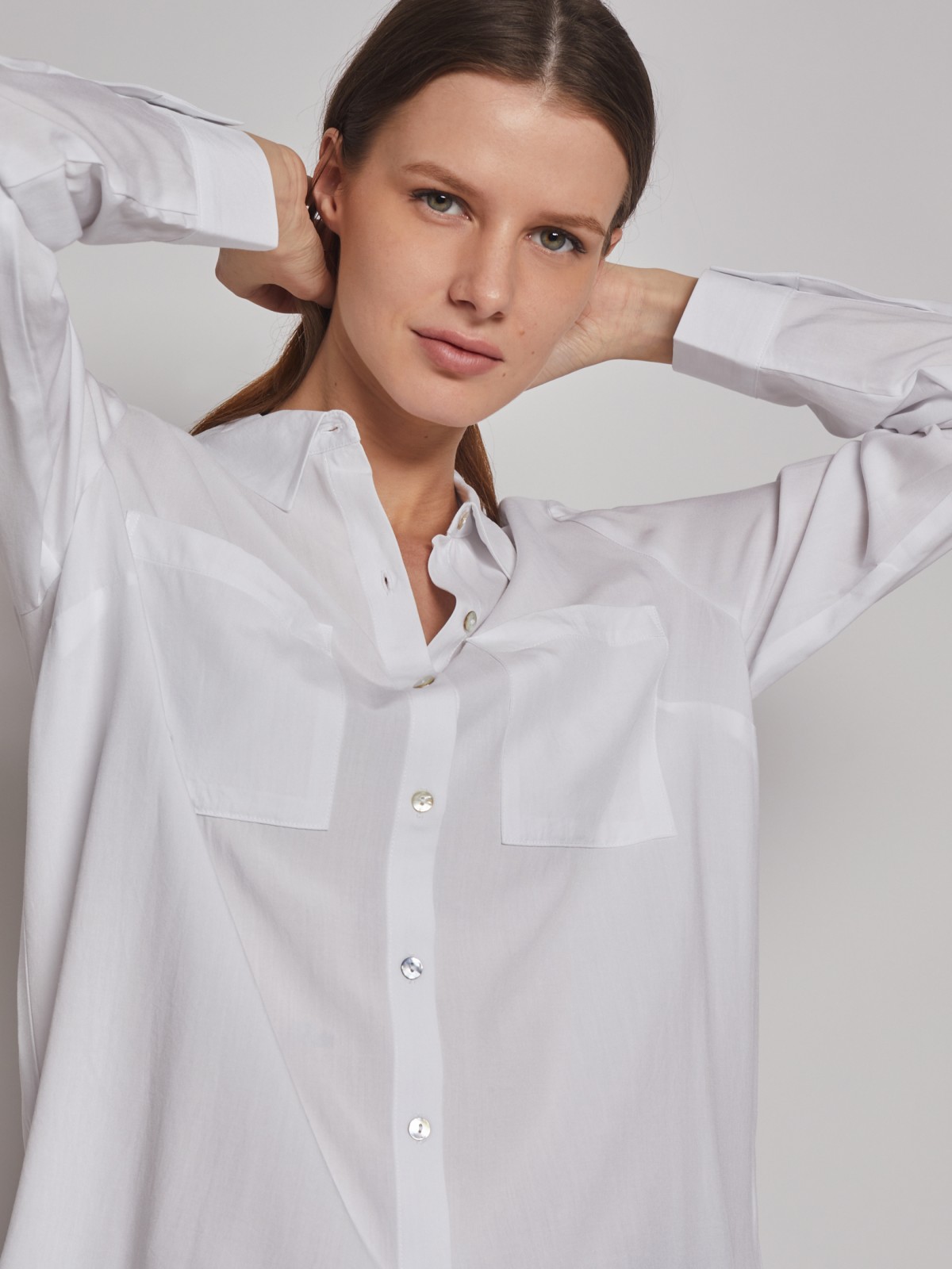 Блузка с  длинными рукавами zolla 22313117Y012, цвет молоко, размер XXS - фото 3
