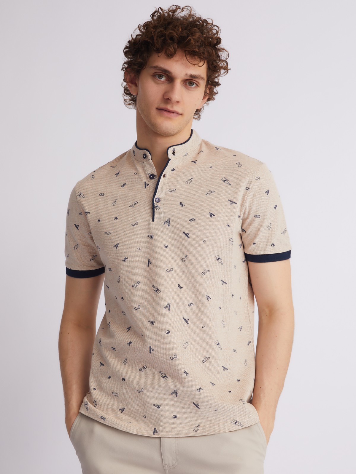 Футболка поло с воротником-стойкой