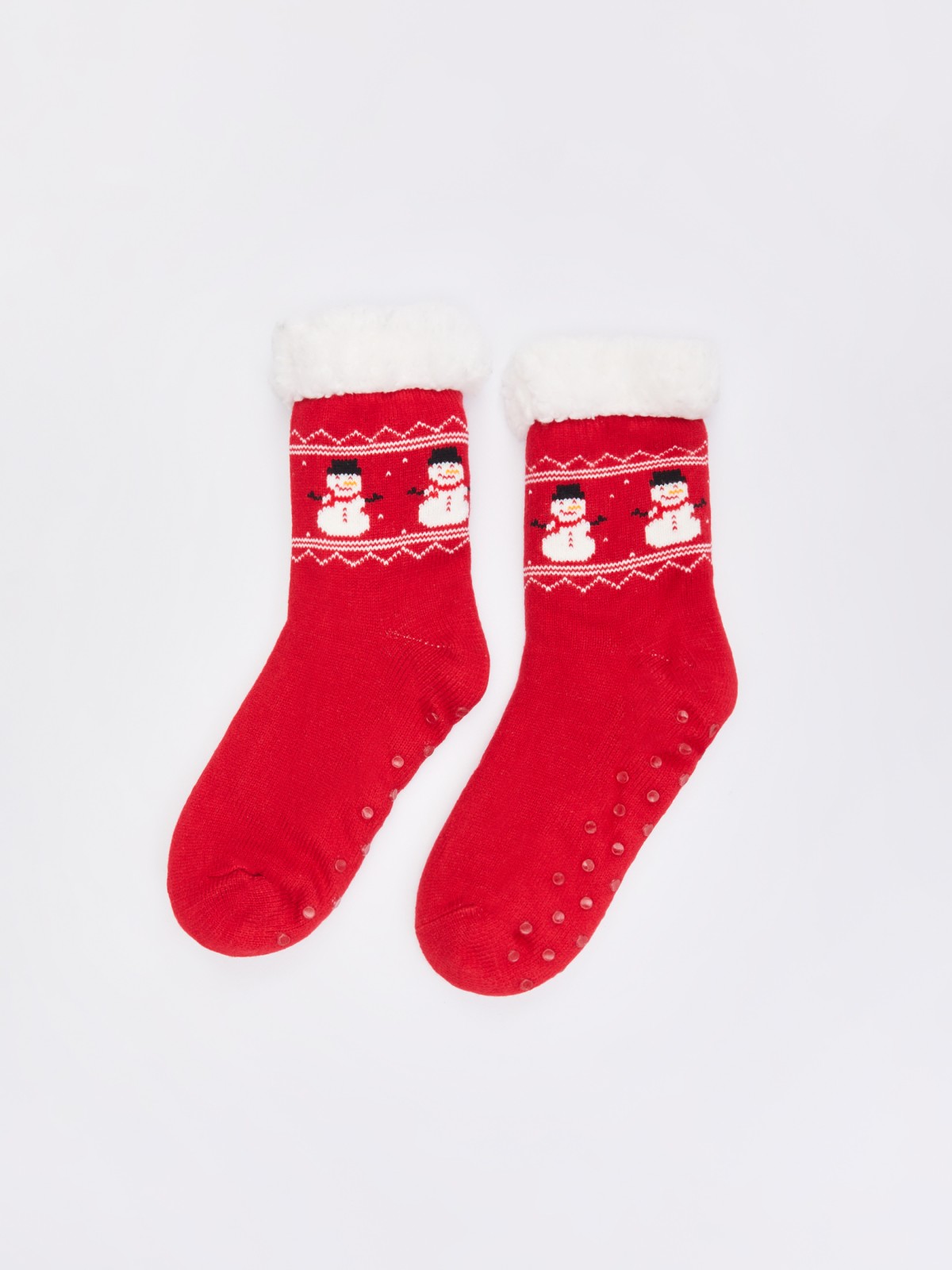 Тёплые носки с экомехом и новогодним узором