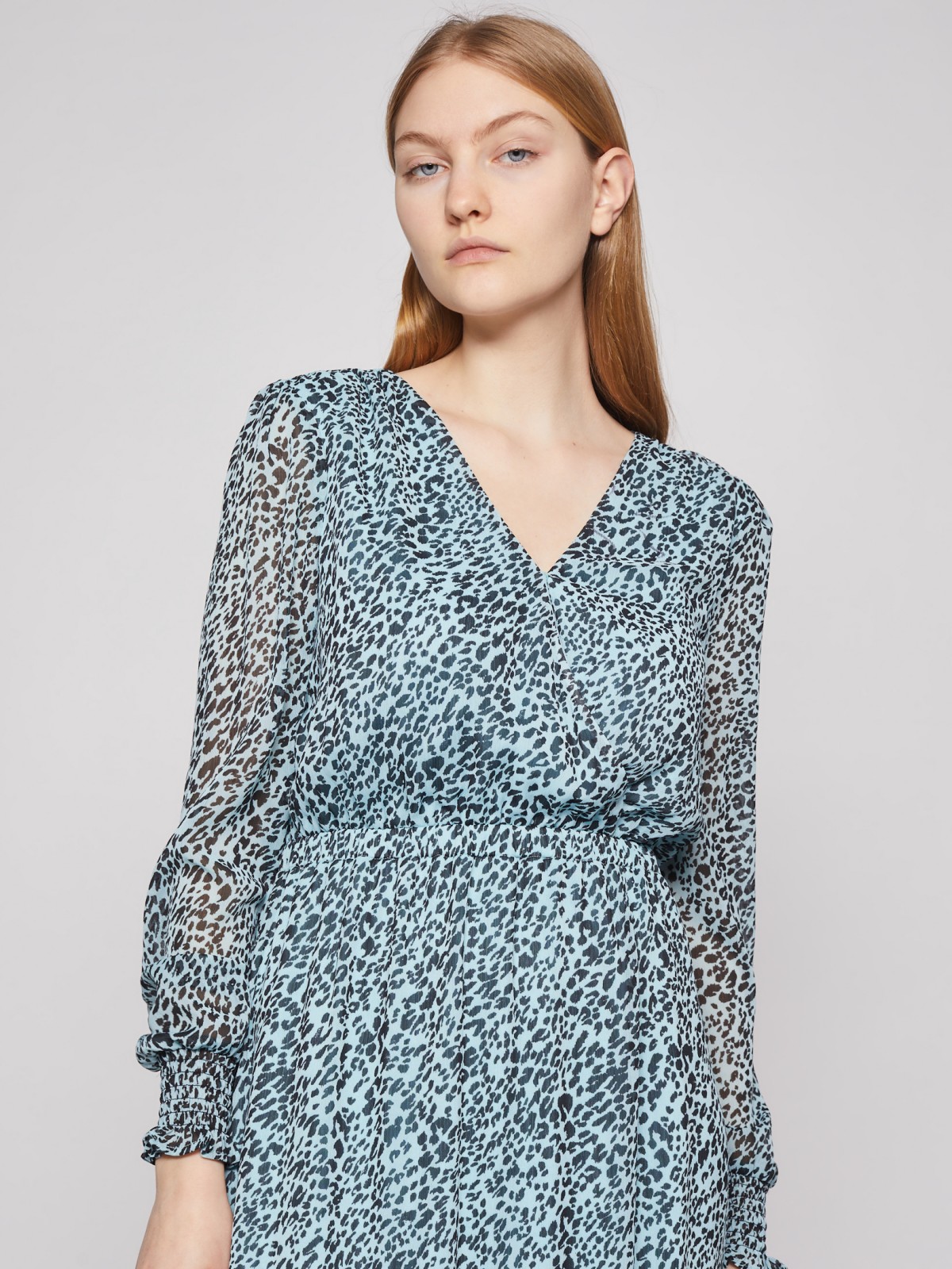 Шифоновое платье с леопардовым принтом zolla 02213824Y183, цвет мятный, размер XS - фото 4