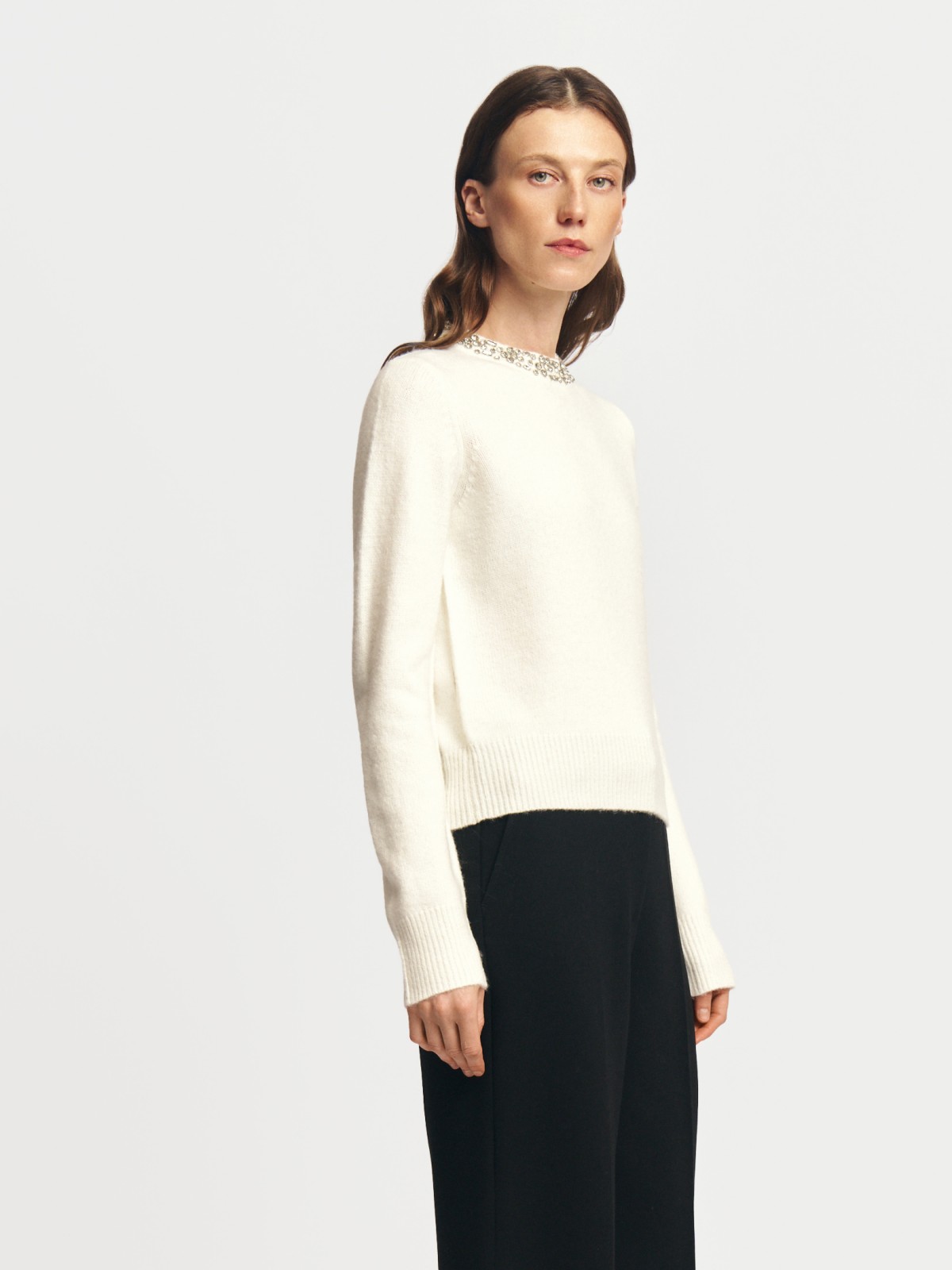 Вязаный джемпер с шерстью и стразами