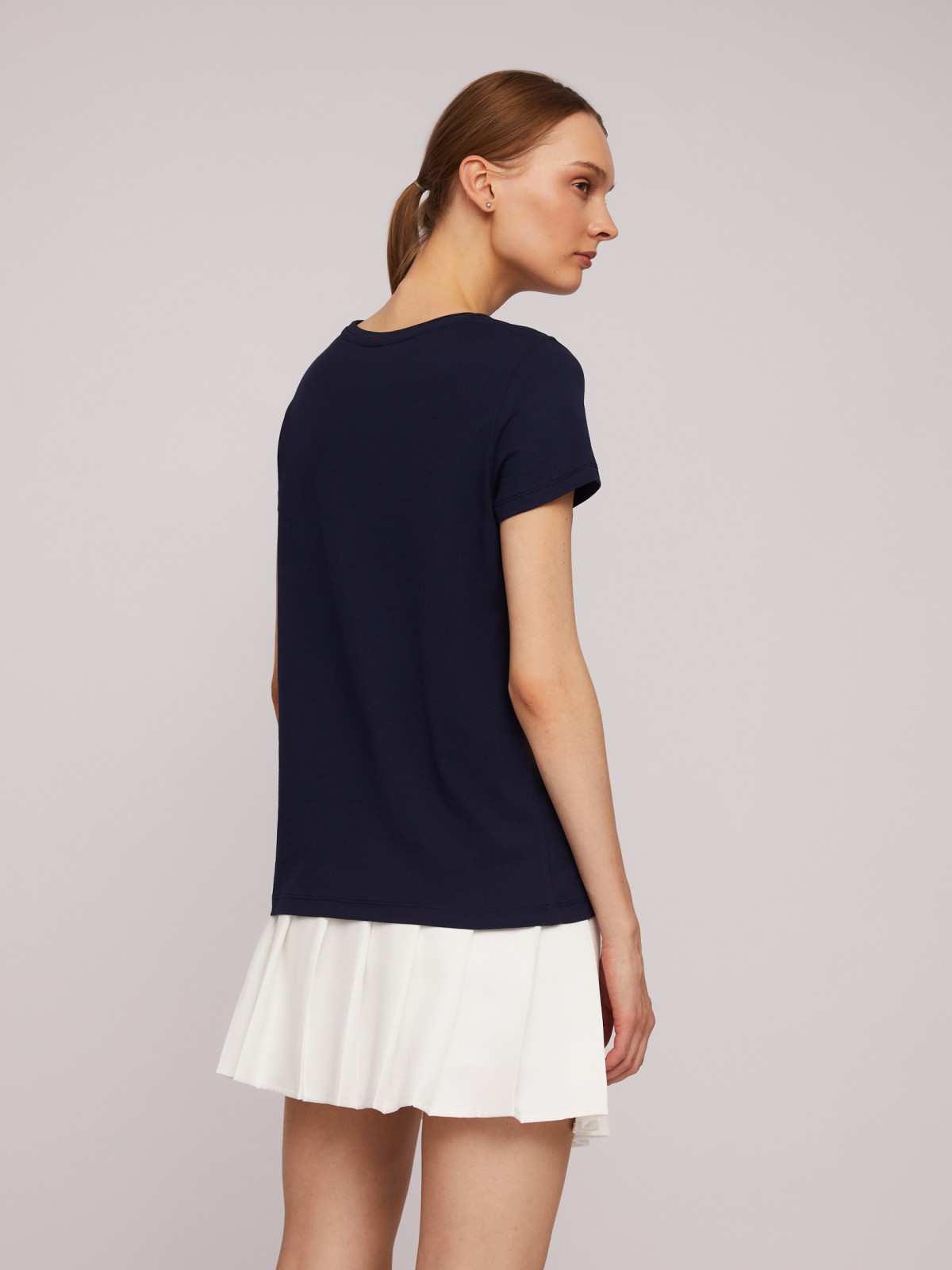 Футболка из хлопка с коротким рукавом и принтом