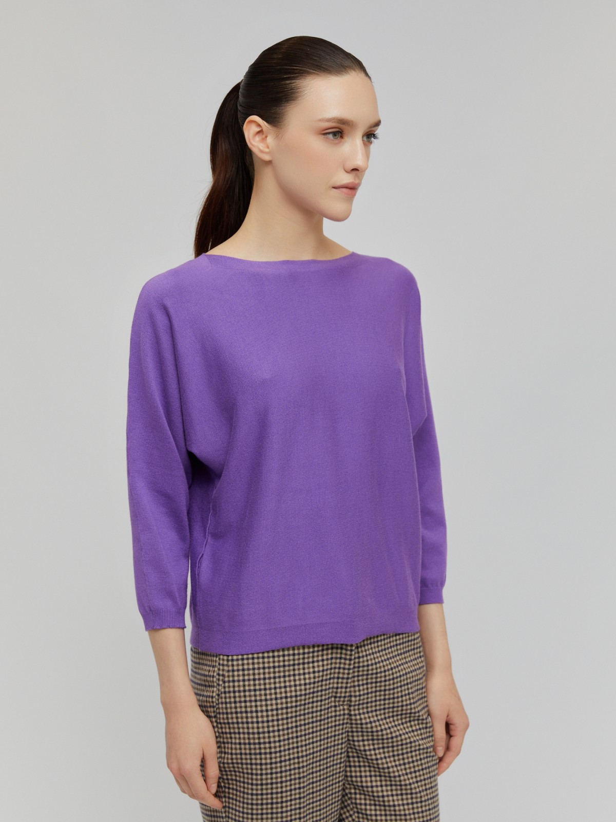 Джемпер из вязаного трикотажа с вырезом-лодочка