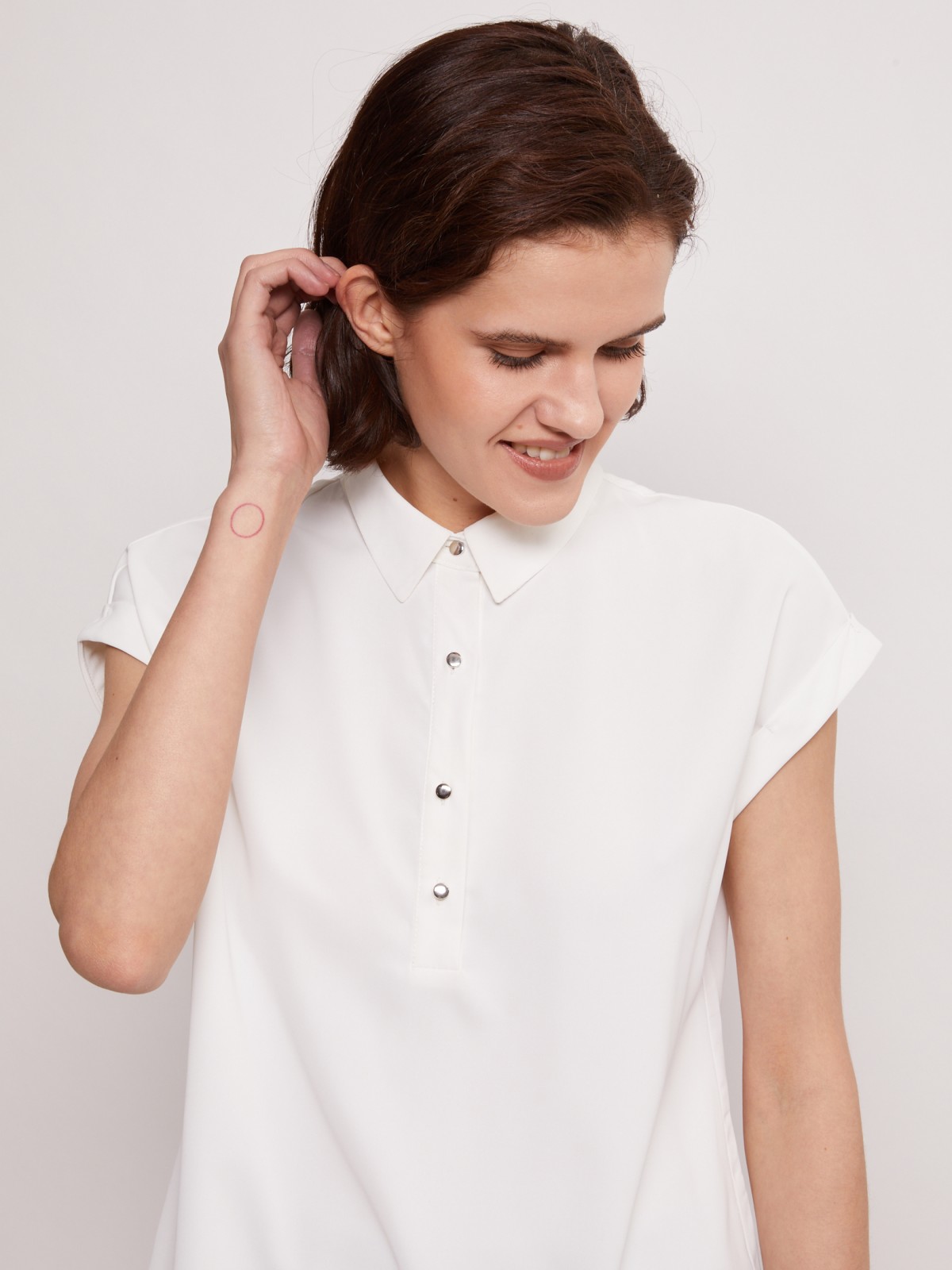 Блузка с короткими рукавами zolla 02121128Y012, цвет белый, размер XS - фото 4