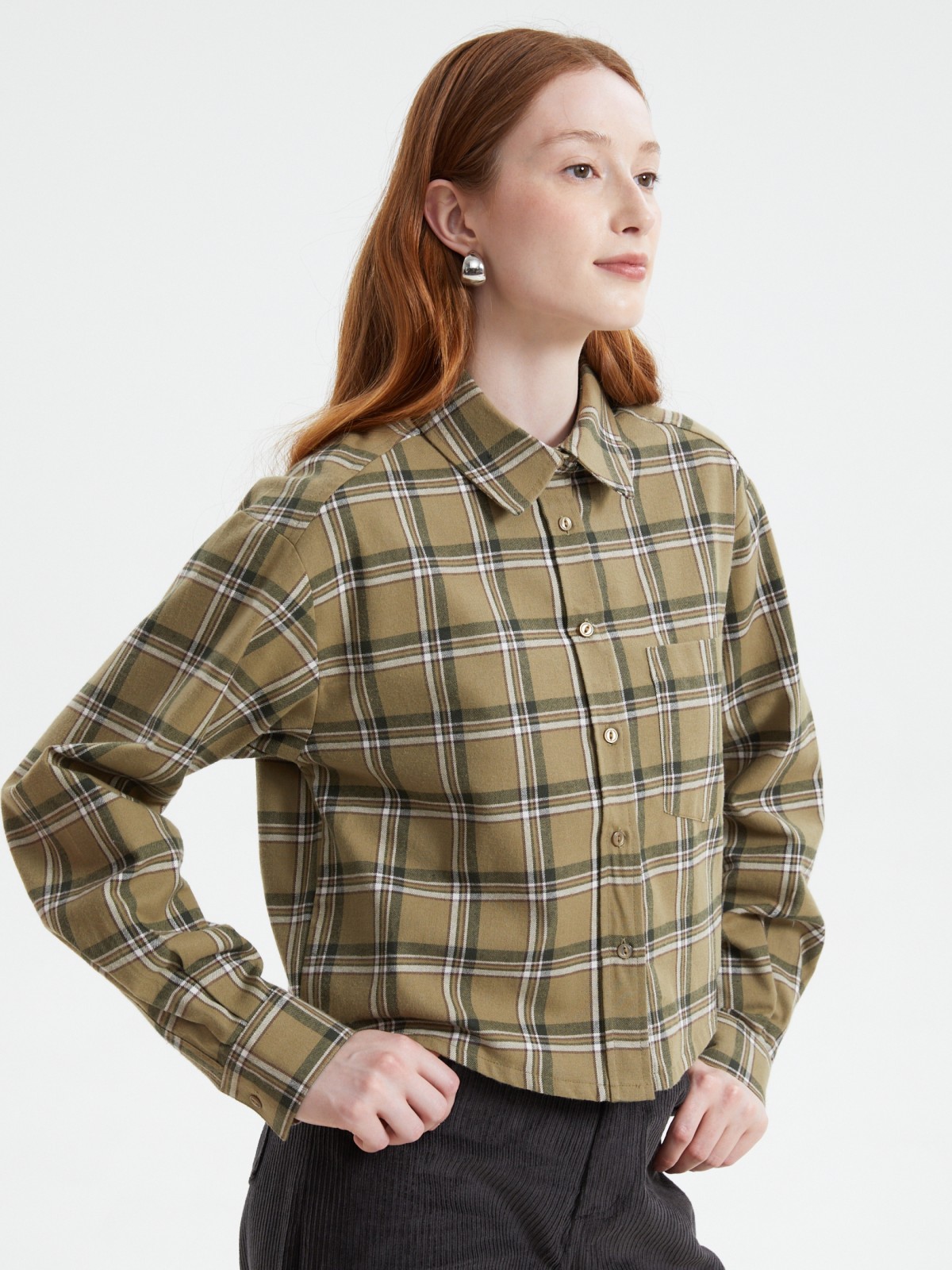 Укороченная фланелевая рубашка в клетку