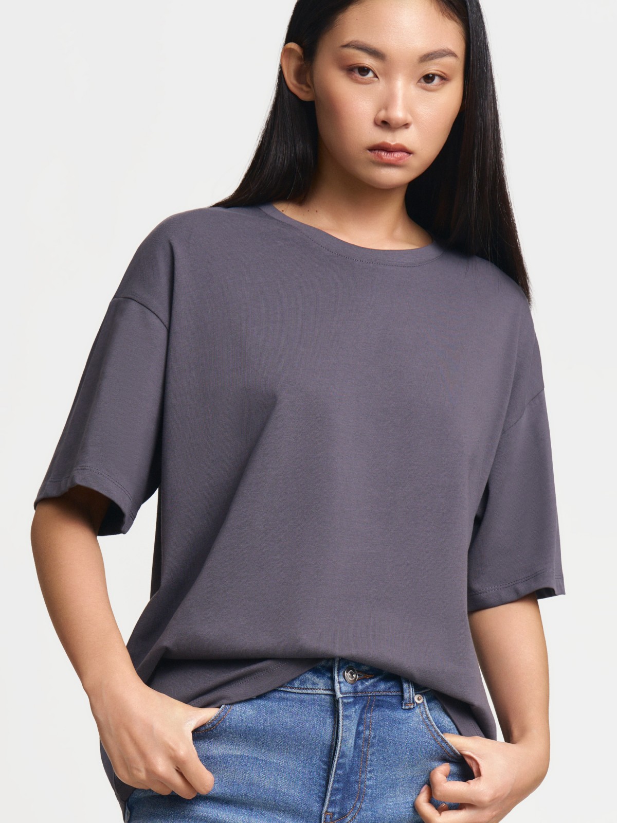 Футболка оверсайз из хлопка однотонная