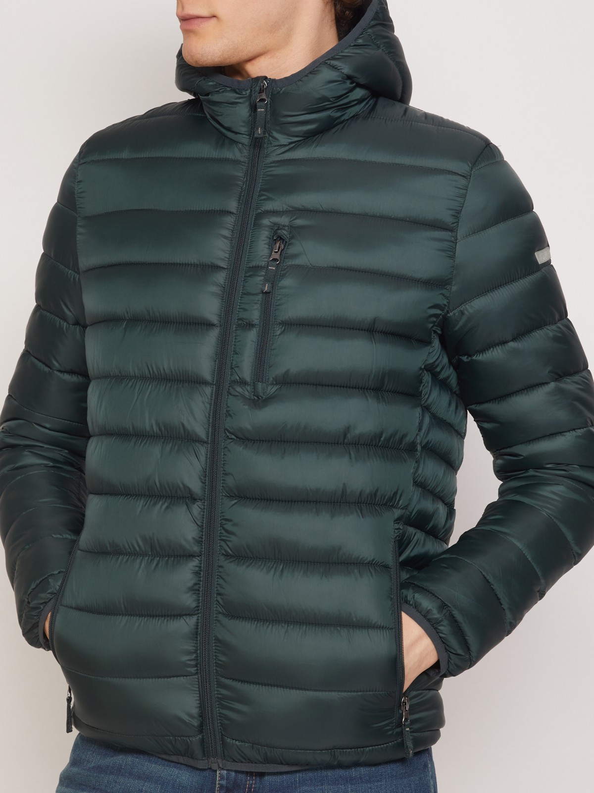 Ультралёгкая стёганая куртка с капюшоном zolla 011335114224, цвет темно-зеленый, размер XS - фото 3