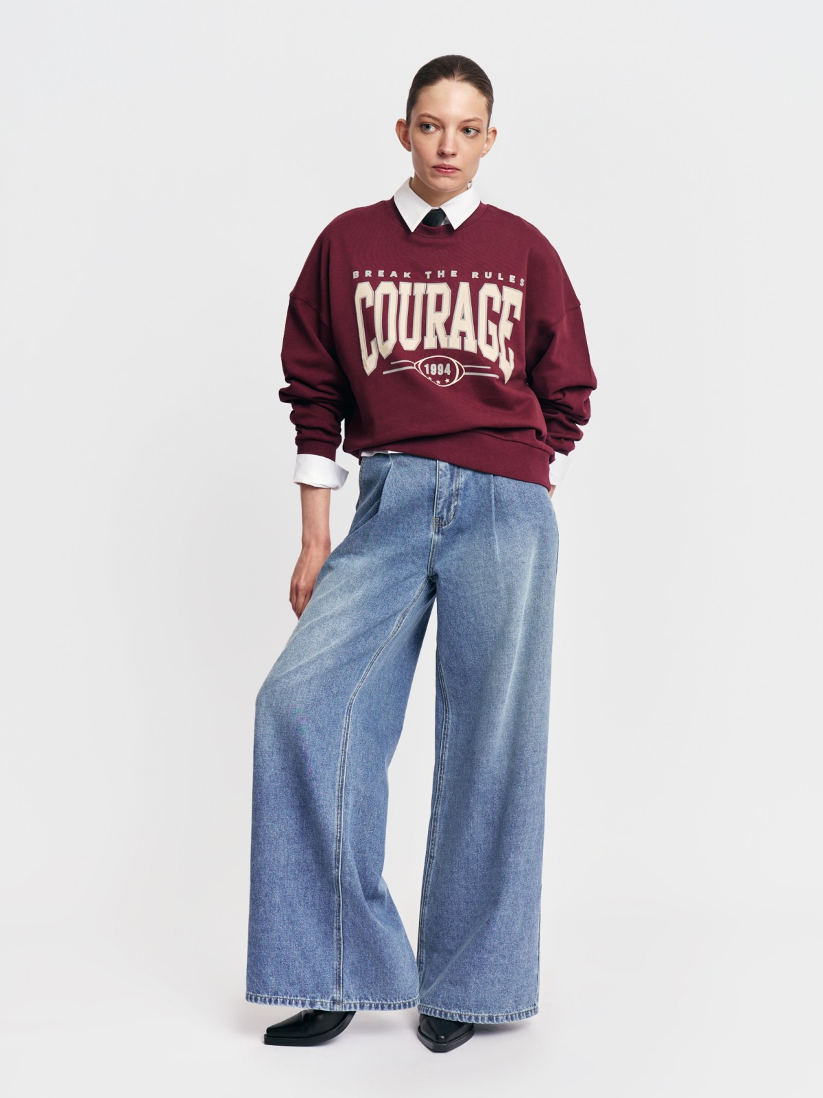 Свитшот оверсайз из хлопка с принтом