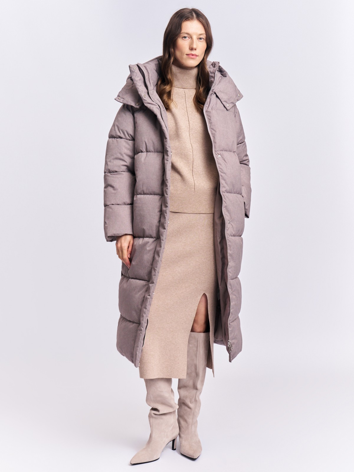 Тёплая куртка-пальто с капюшоном