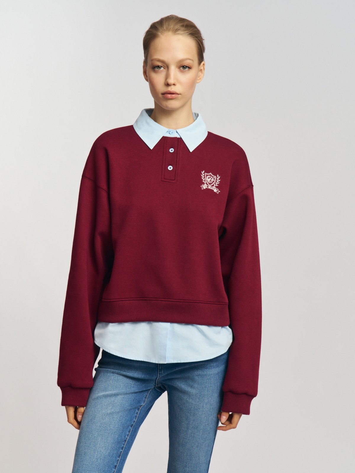 Комбинированный трикотажный свитшот