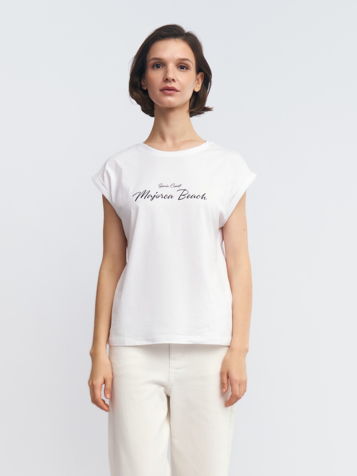 Футболка из хлопка с принтом-надписью